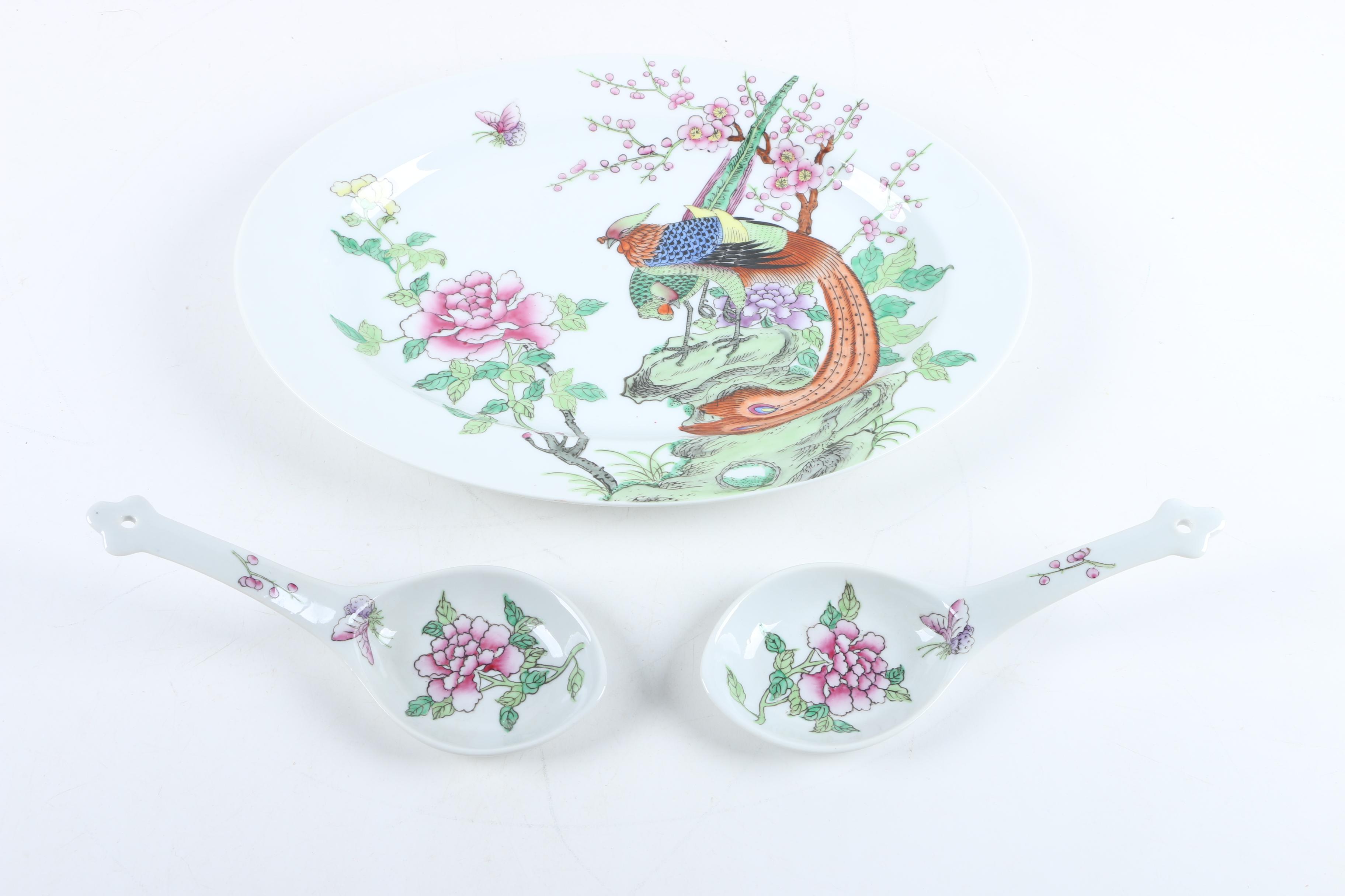 Vintage Overjoy Hand-Painted Porcelain Serveware