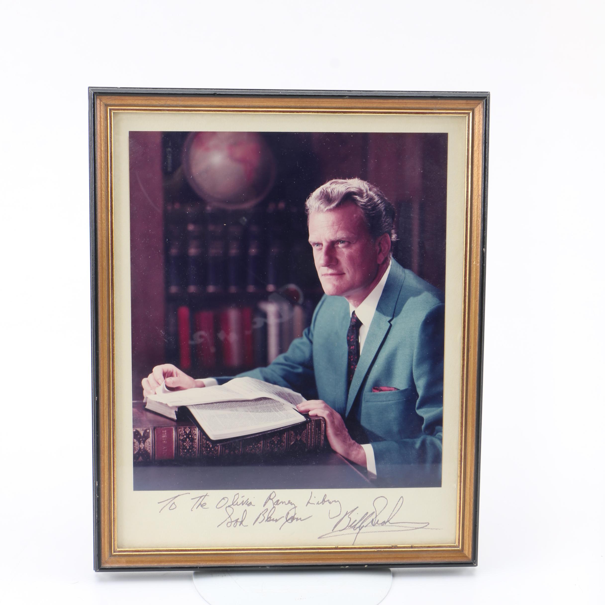 Reverend Billy Graham Signed Color Photograph