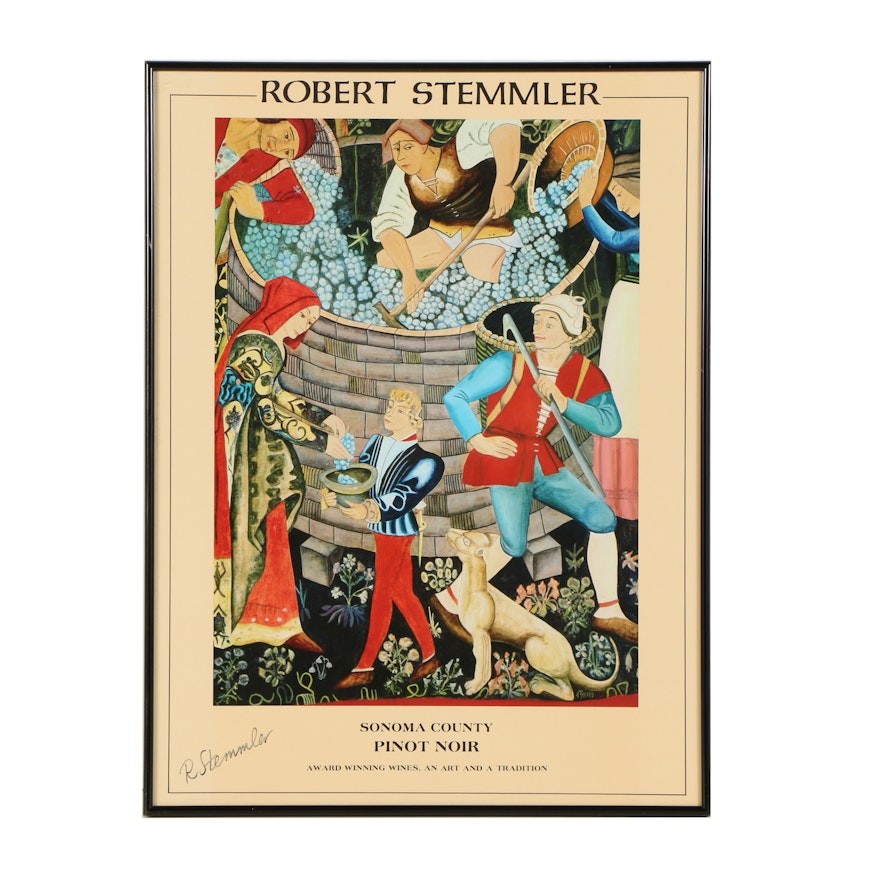 Robert Stemmler Winery Offset Lithograph Poster "Sonoma County Pinot Noir"