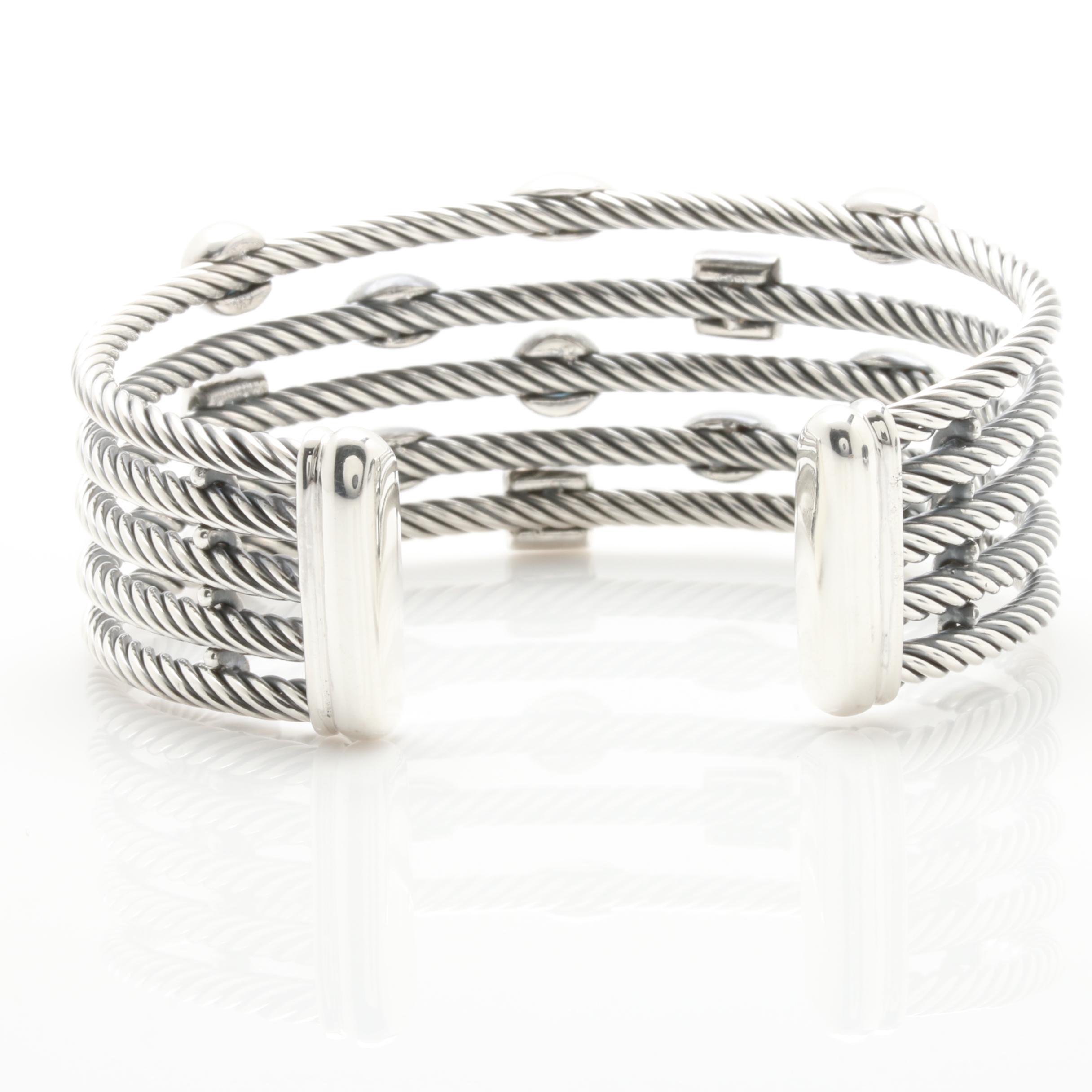 David Yurman "Confetti" Wide Cuff Gemstone Bracelet