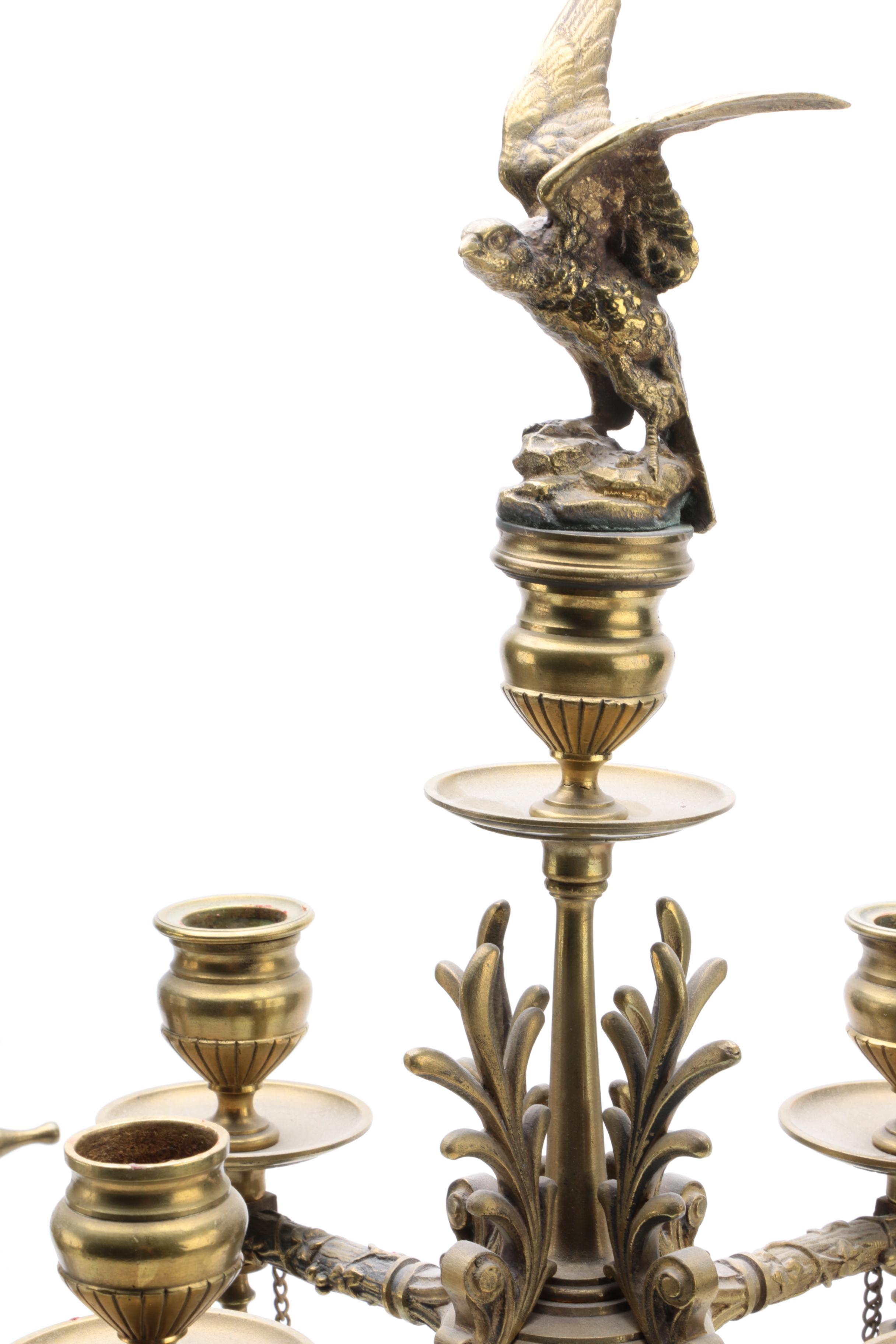 Antique Bronze Candelabrum by French Animalier Sculptor Jules Moigniez