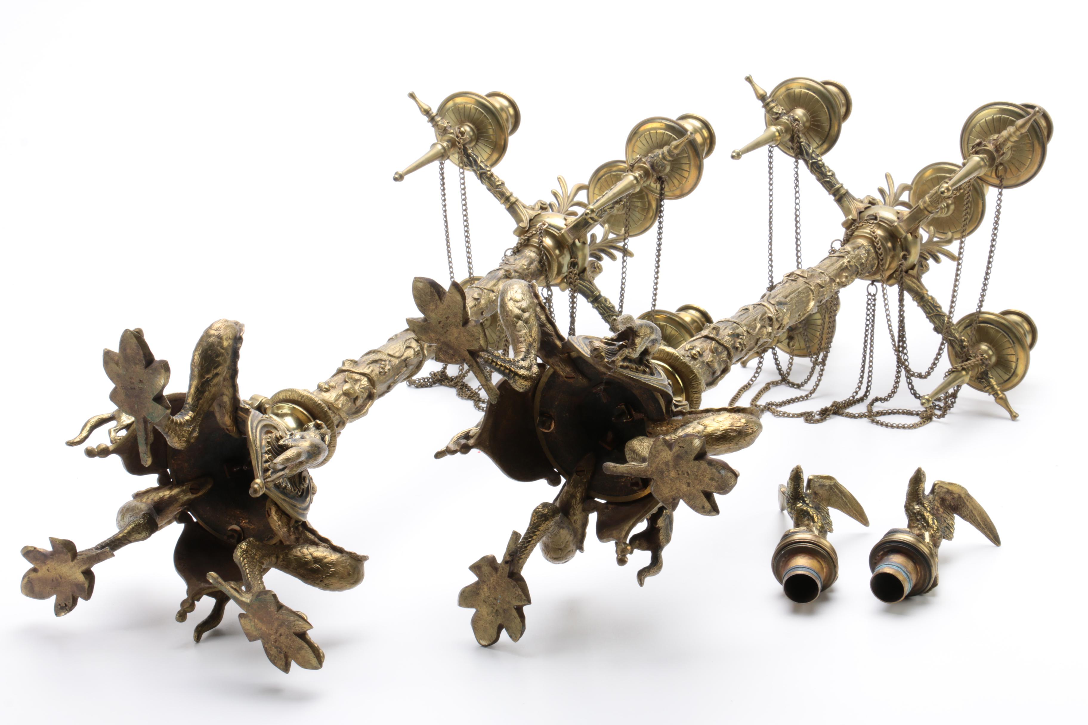 Antique Bronze Candelabrum by French Animalier Sculptor Jules Moigniez