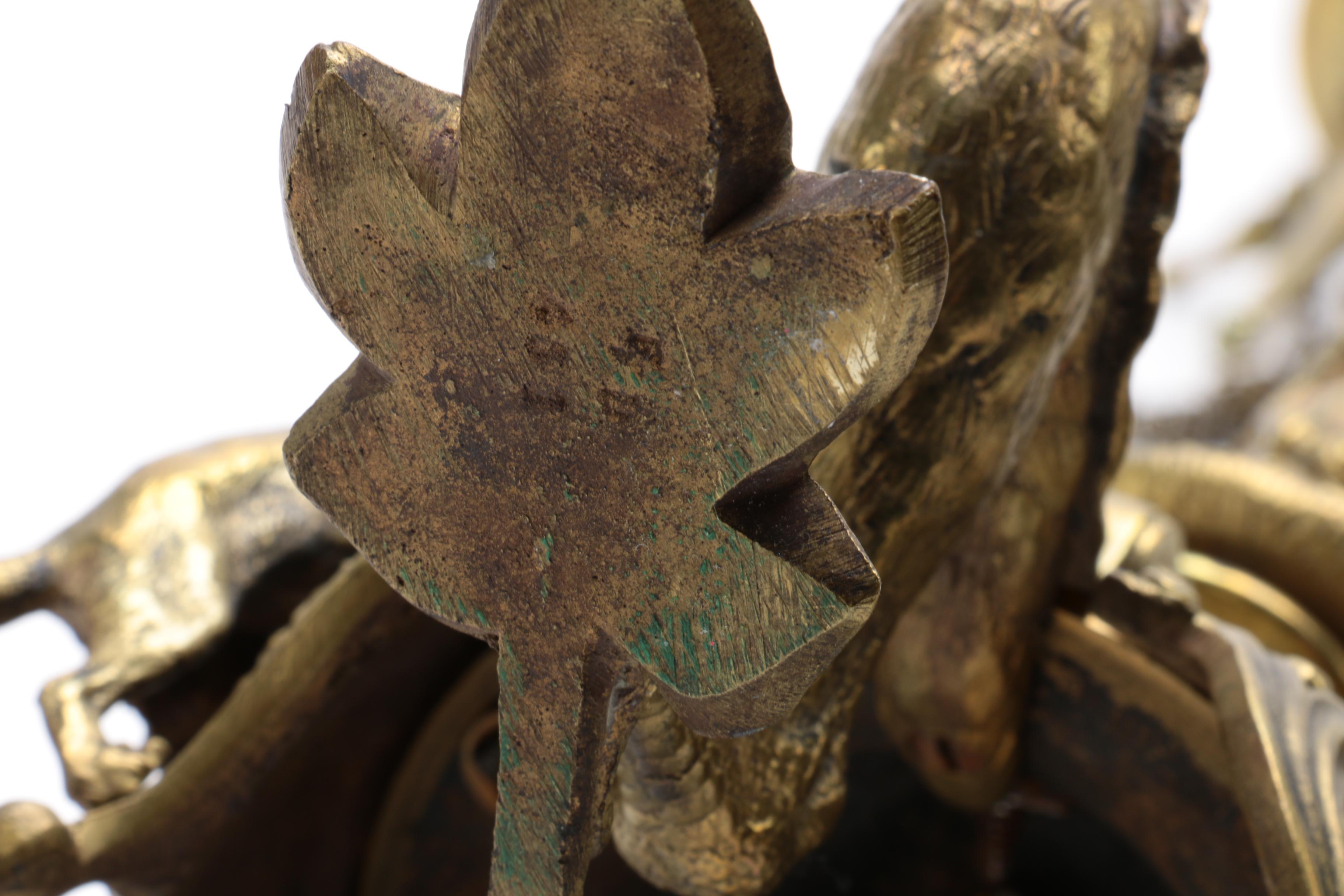 Antique Bronze Candelabrum by French Animalier Sculptor Jules Moigniez