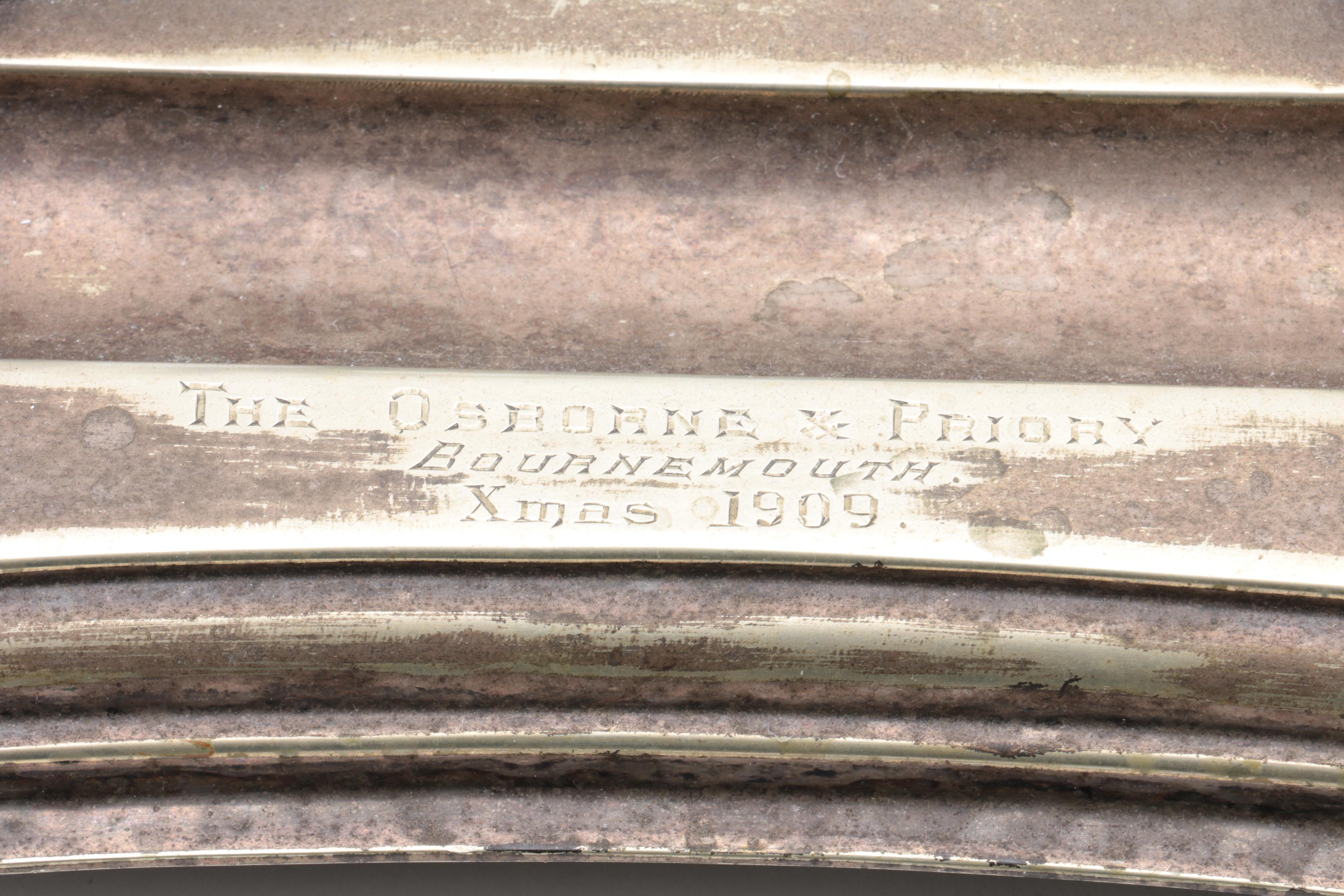 Daniel & Arter Silver Plate Inkwell with S. Kirk & Son Sterling Letter Opener