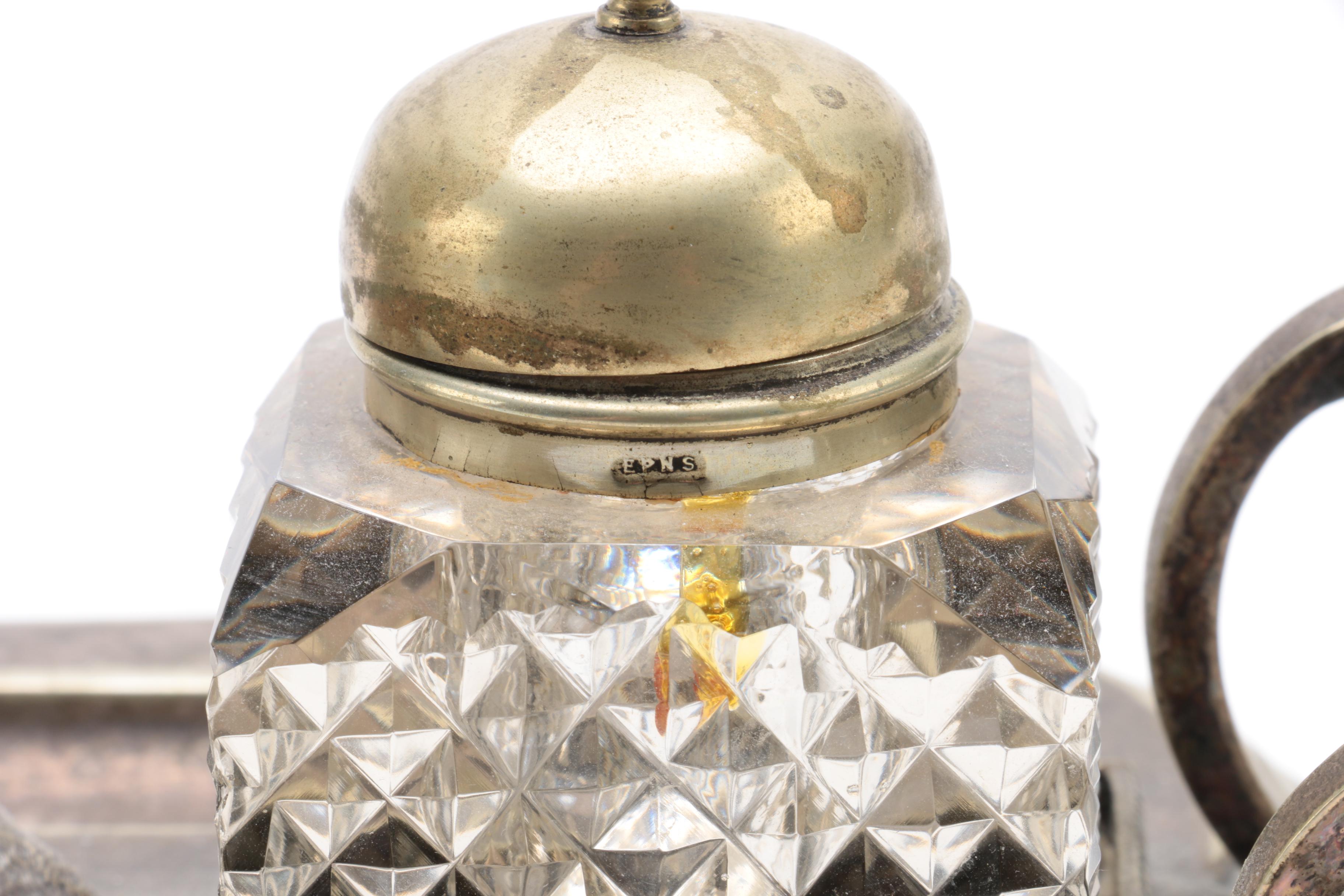 Daniel & Arter Silver Plate Inkwell with S. Kirk & Son Sterling Letter Opener