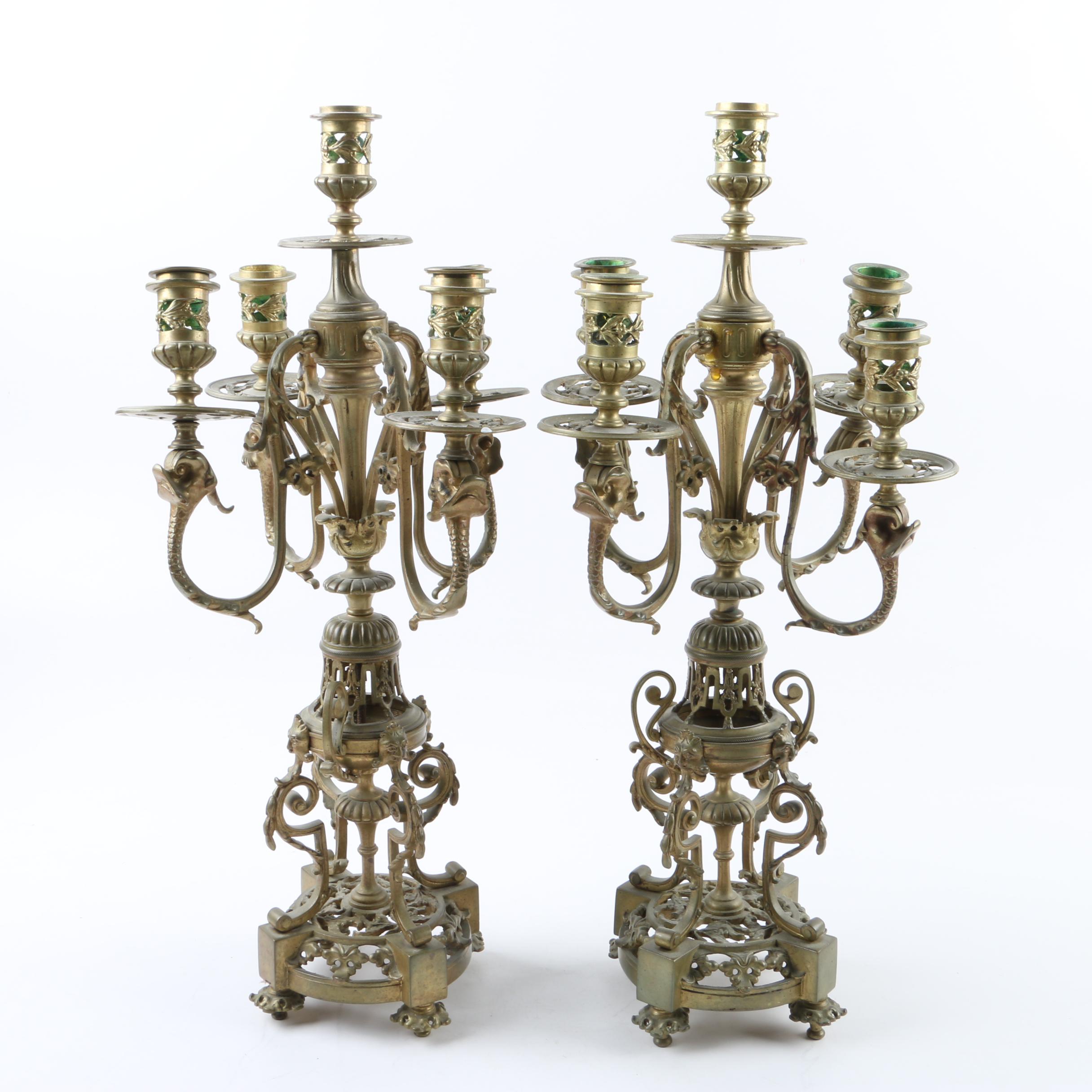 Vintage Cast Brass Girandoles