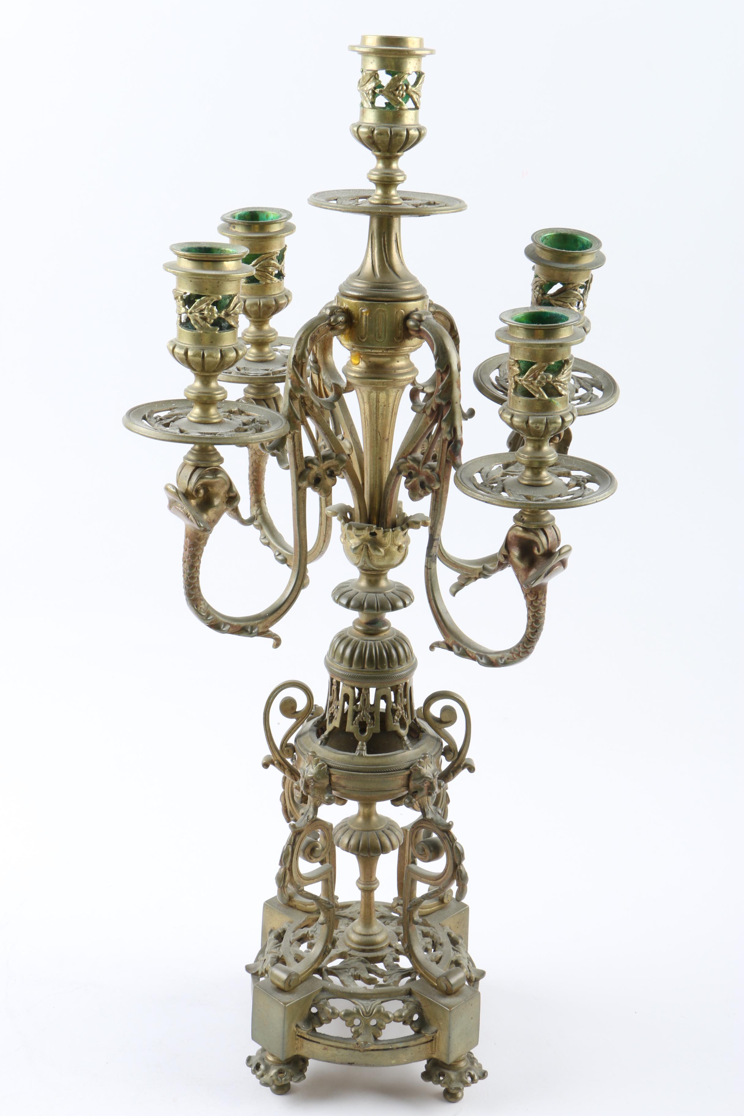 Vintage Cast Brass Girandoles