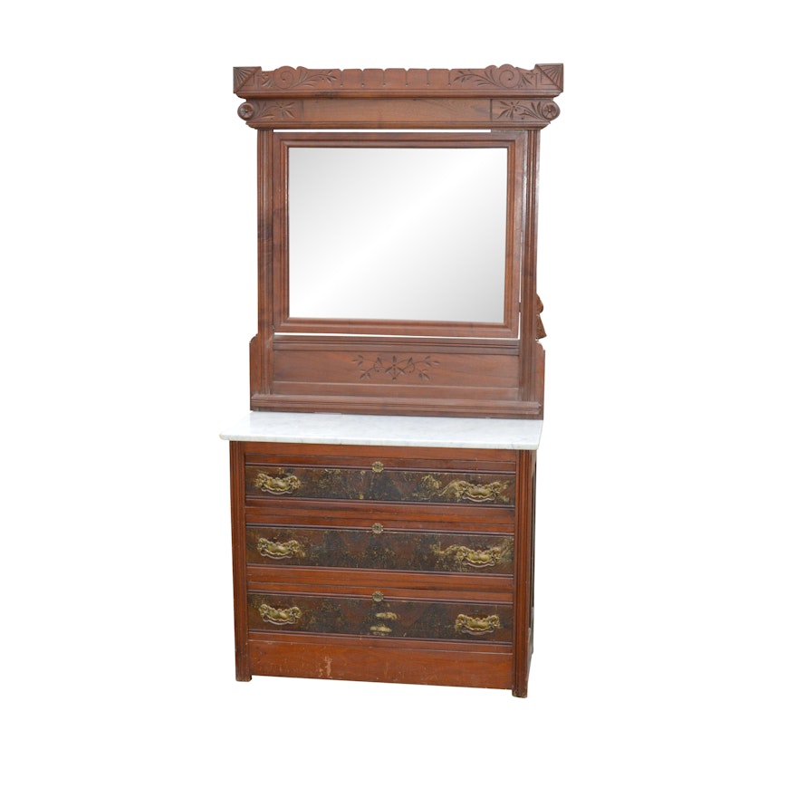 Antique Eastlake Style Marble Top Dresser