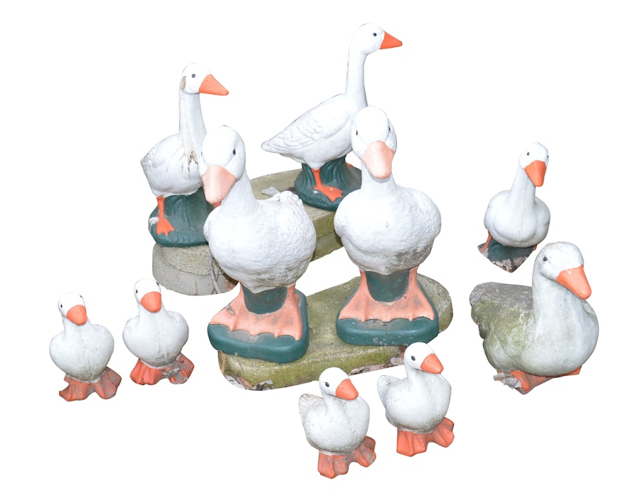 Assortment of Concrete Geese
