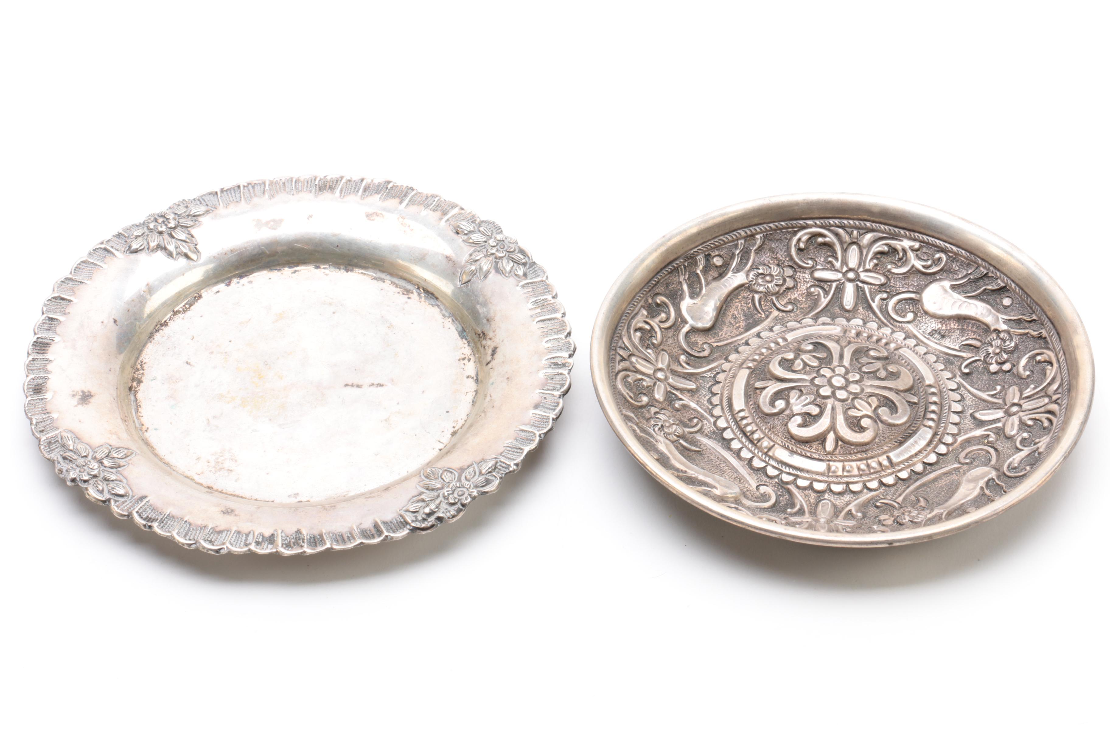Ornate 800 Silver Saucer and Assorted 800 Silver Dishes