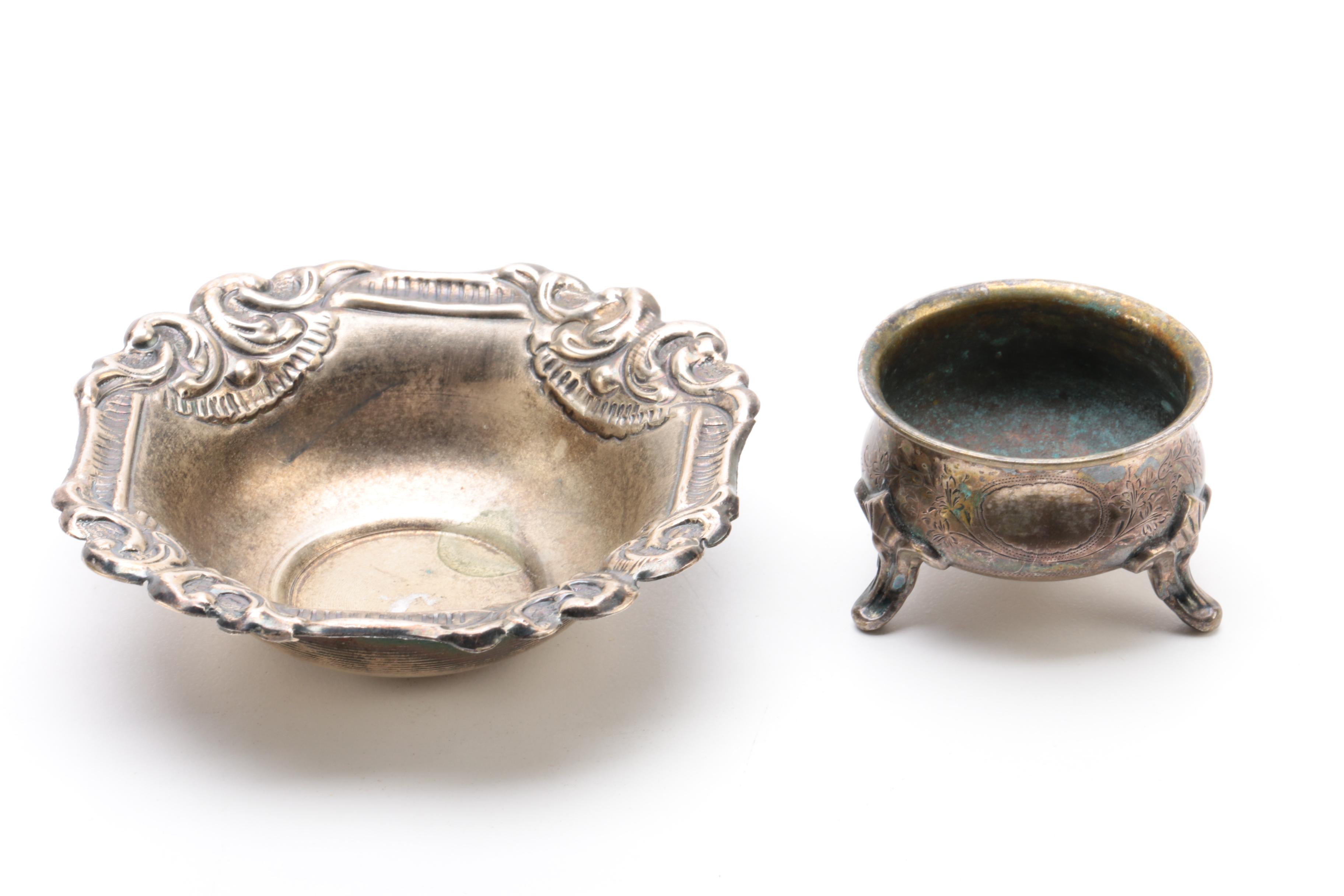 Ornate 800 Silver Saucer and Assorted 800 Silver Dishes