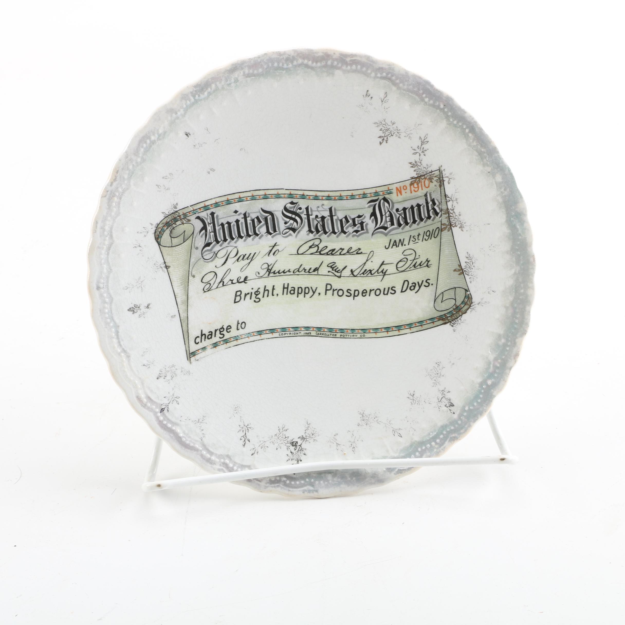 Antique United States Bank Collectible Plate