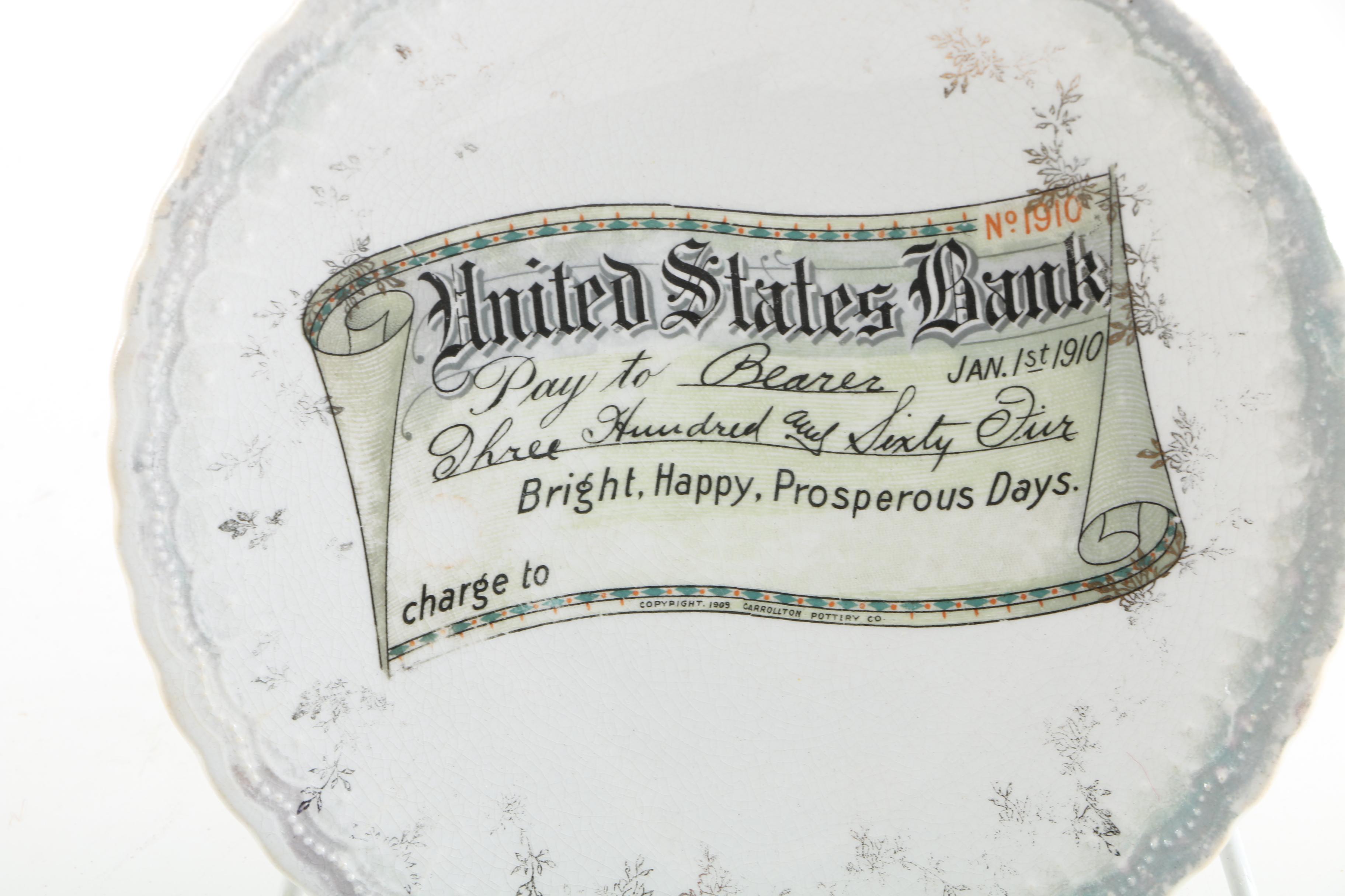 Antique United States Bank Collectible Plate
