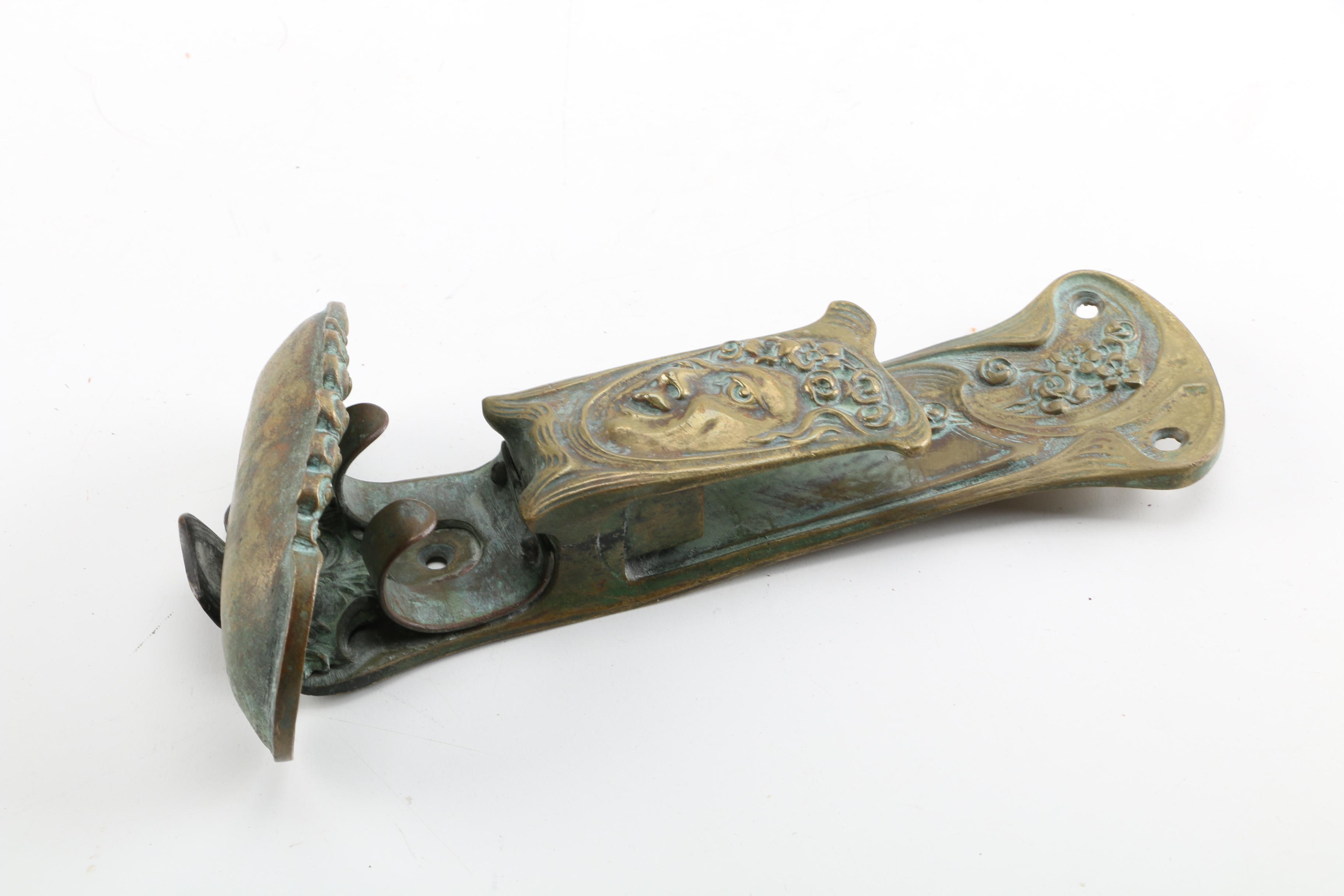 Vintage Art Nouveau Inspired Brass Wall Mount Match Box Holder