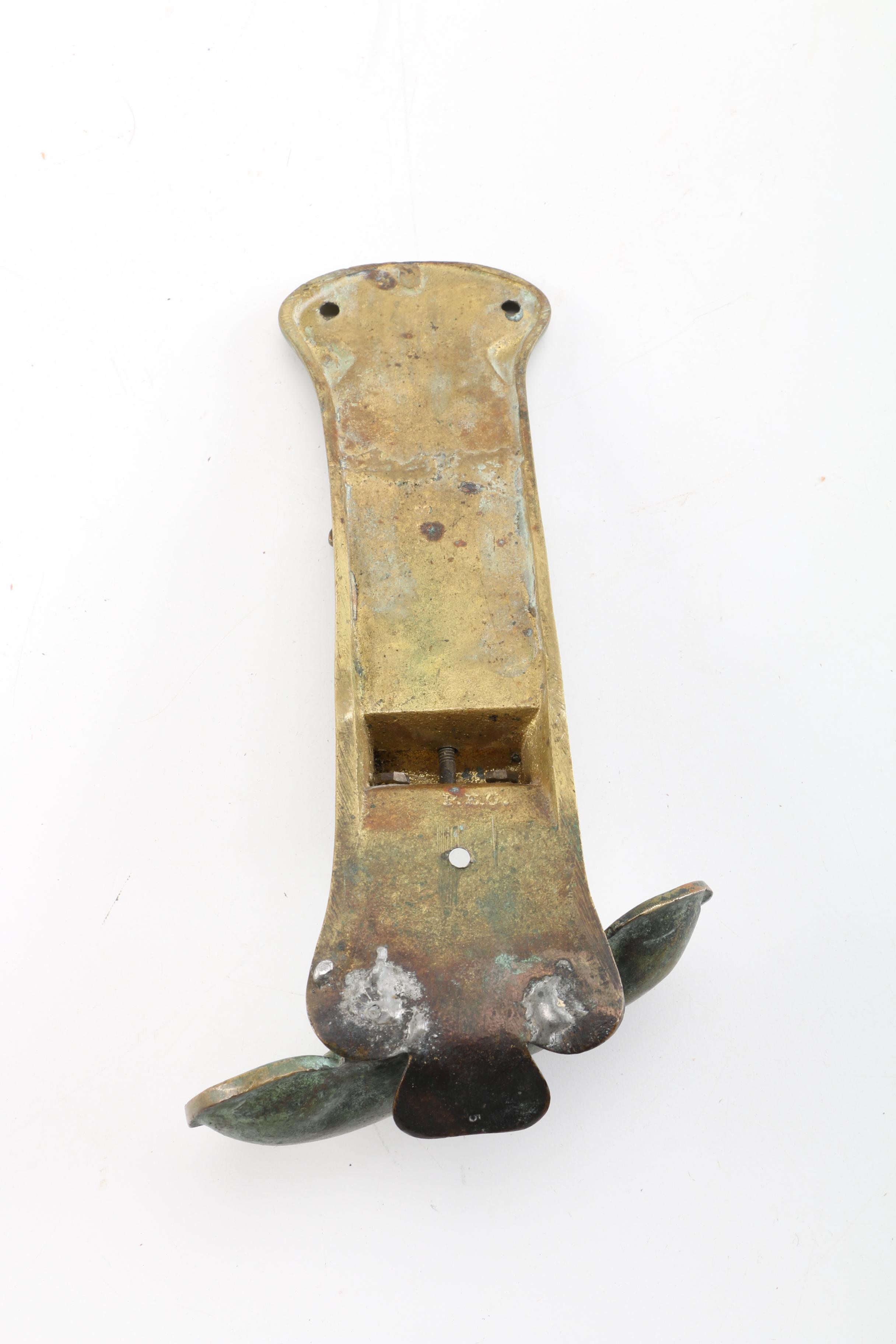 Vintage Art Nouveau Inspired Brass Wall Mount Match Box Holder