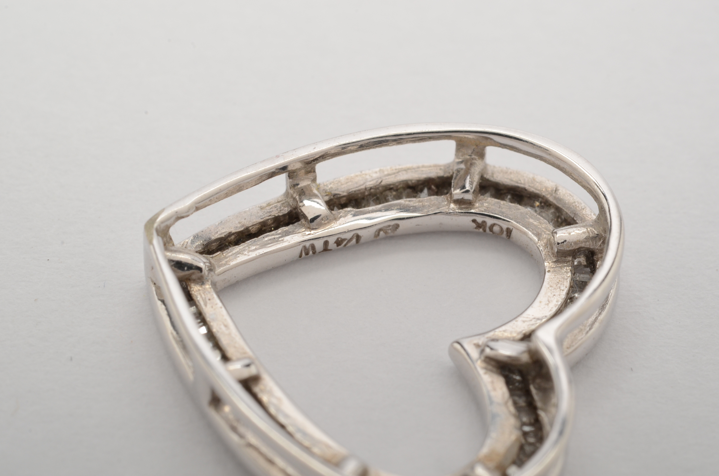 10K White Gold Diamond Heart-Shaped Pendant