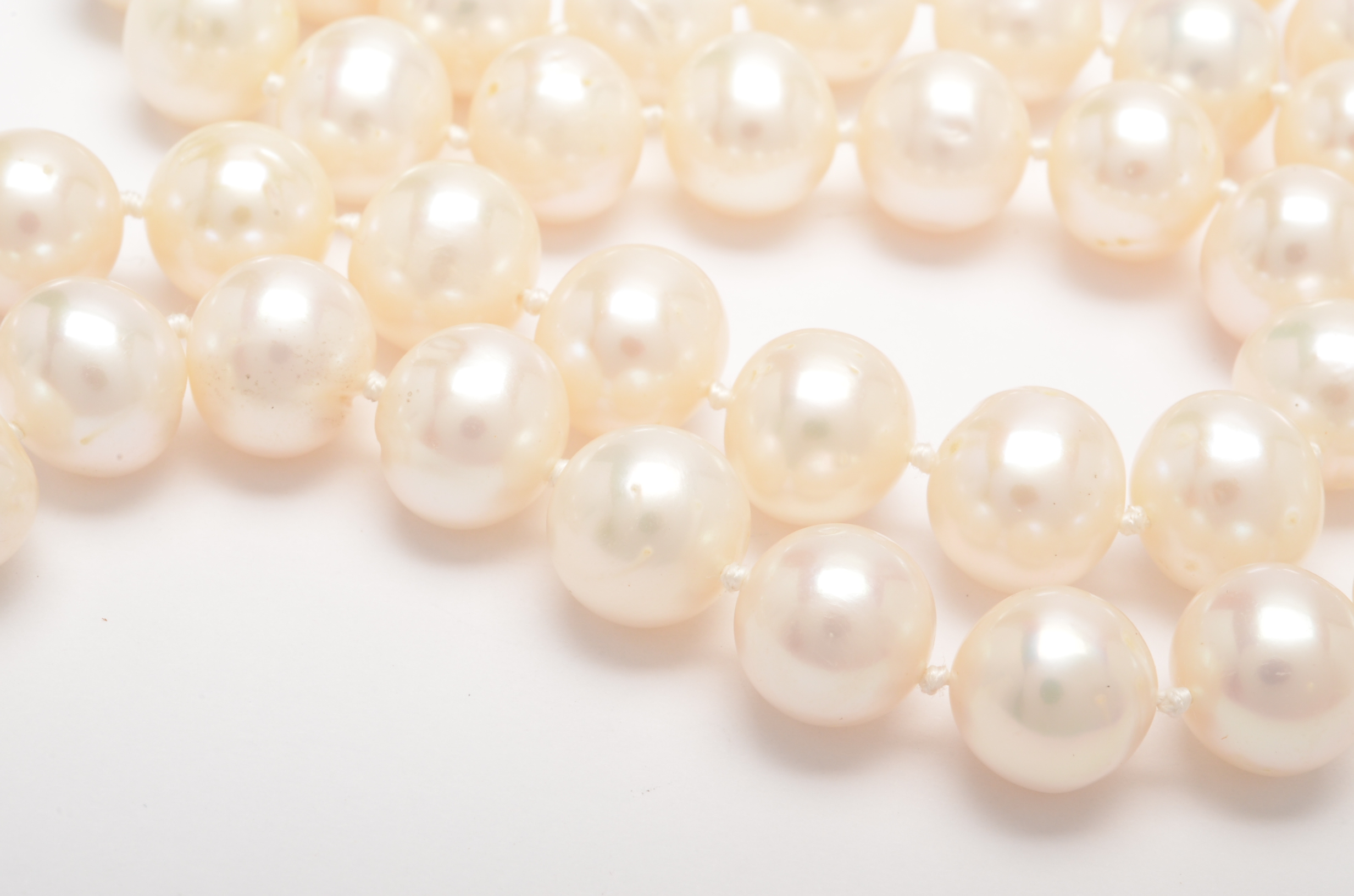 14K Gold Fiery Ideal Cut Cultured Freshwater Pearl Necklace