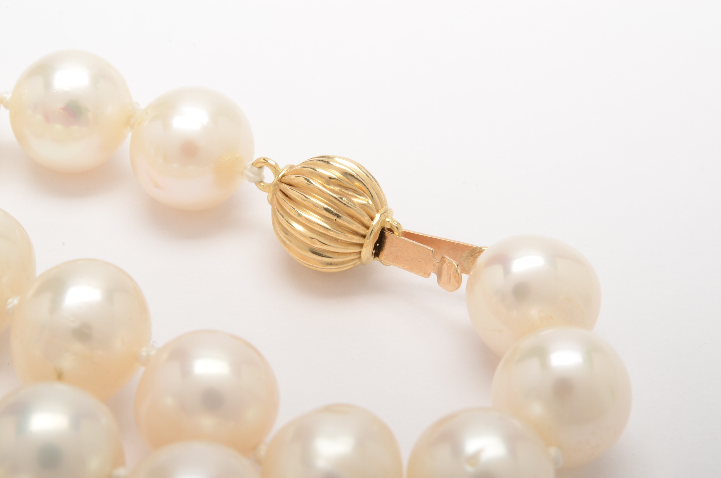 14K Gold Fiery Ideal Cut Cultured Freshwater Pearl Necklace