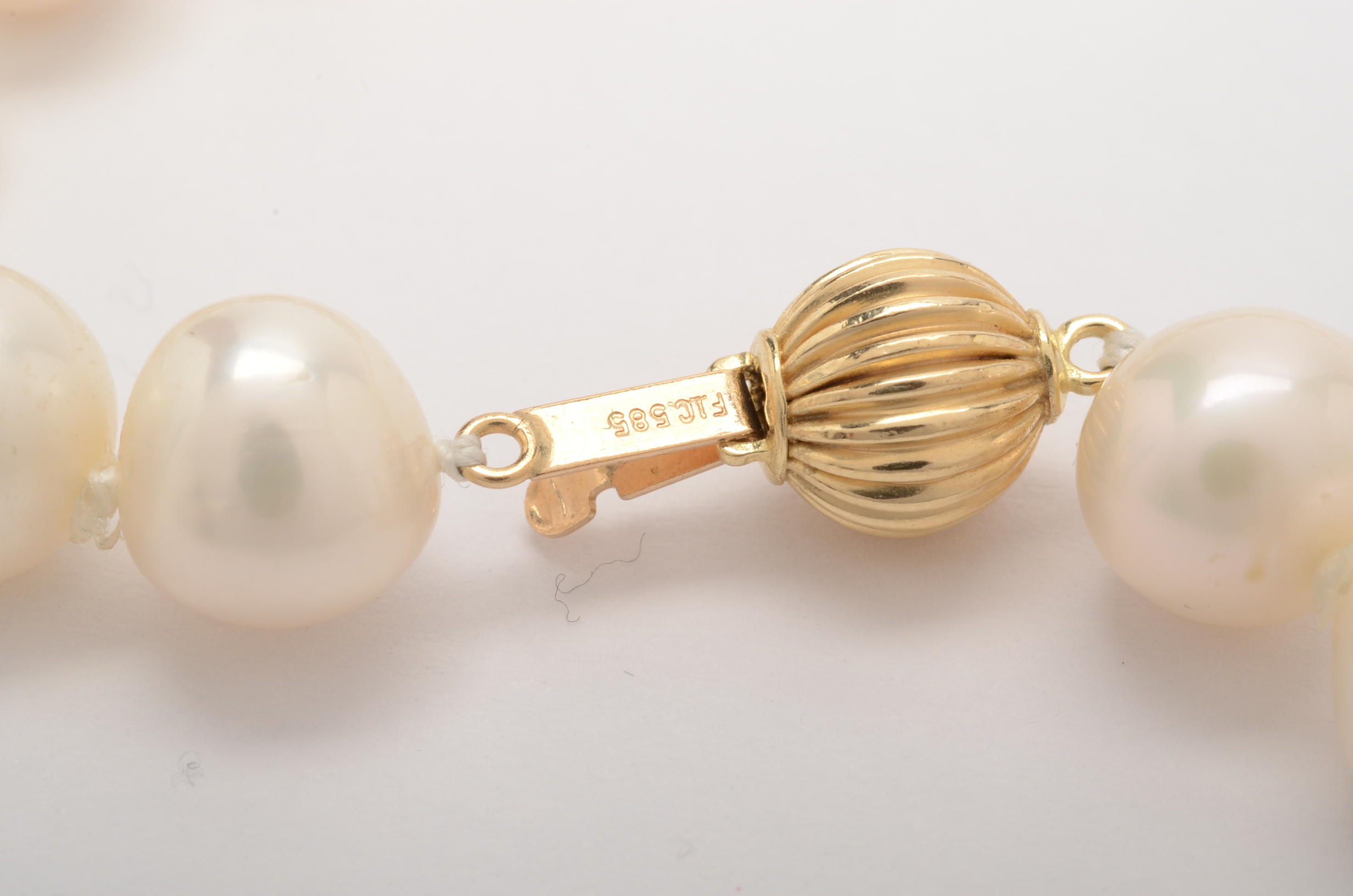 14K Gold Fiery Ideal Cut Cultured Freshwater Pearl Necklace