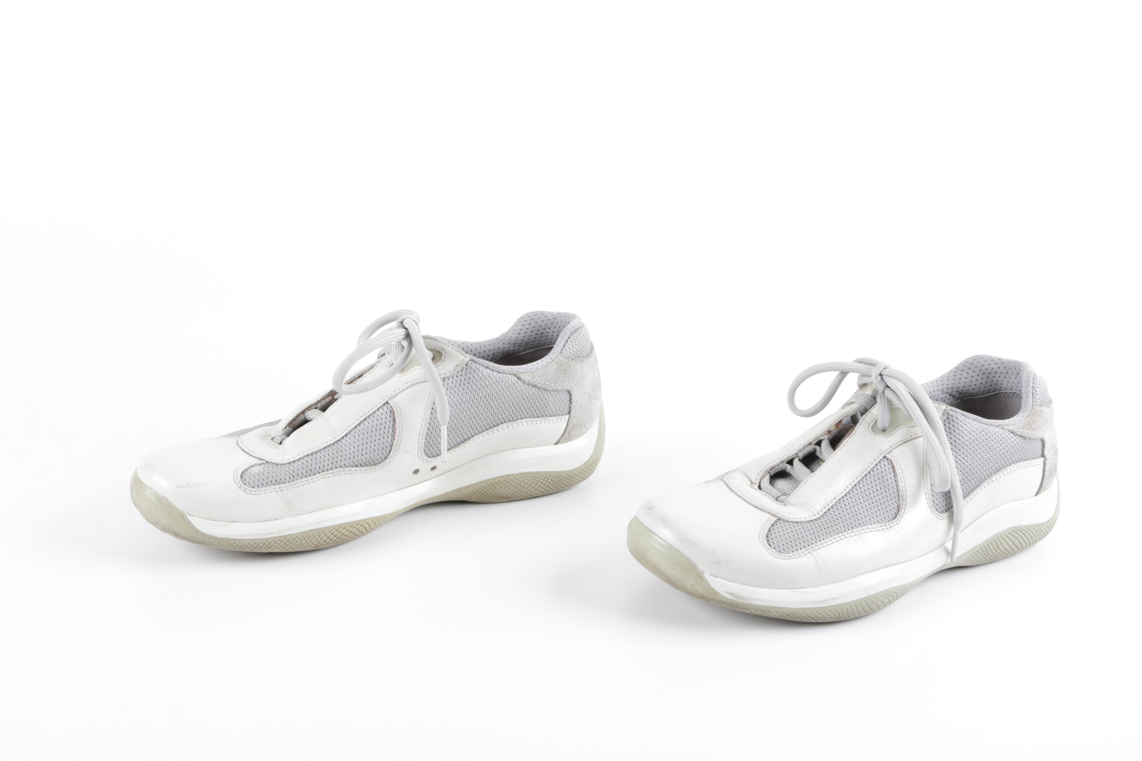 Men's Prada Off-White Leather Sneakers