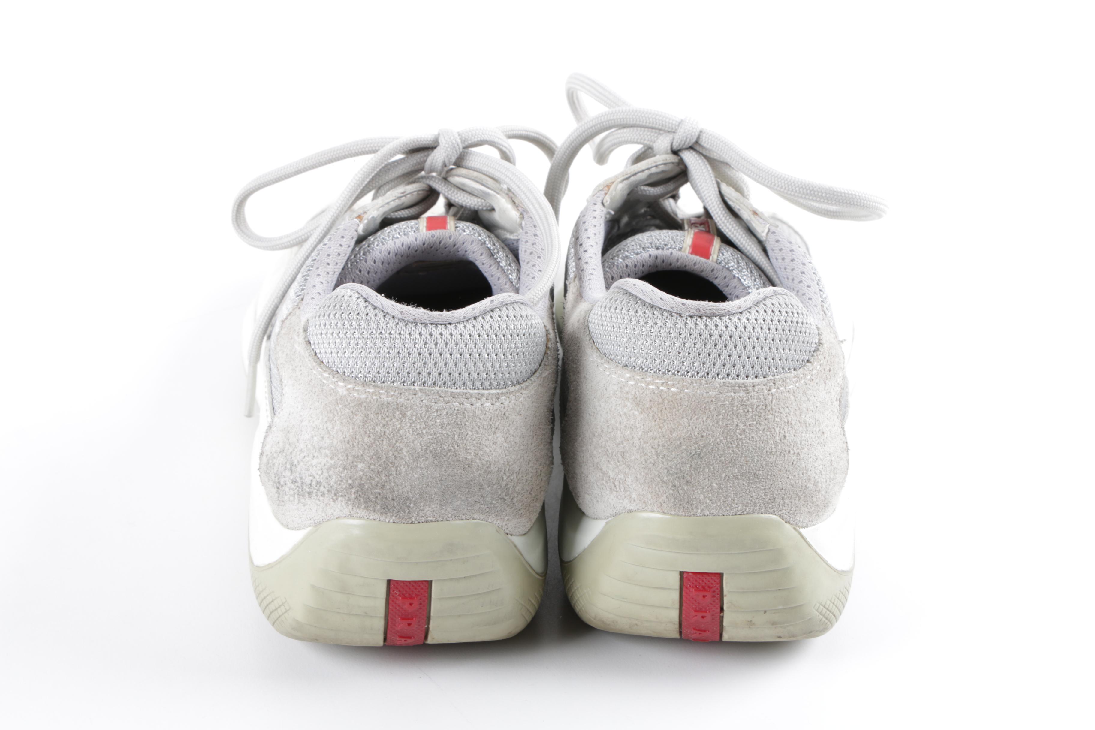 Men's Prada Off-White Leather Sneakers