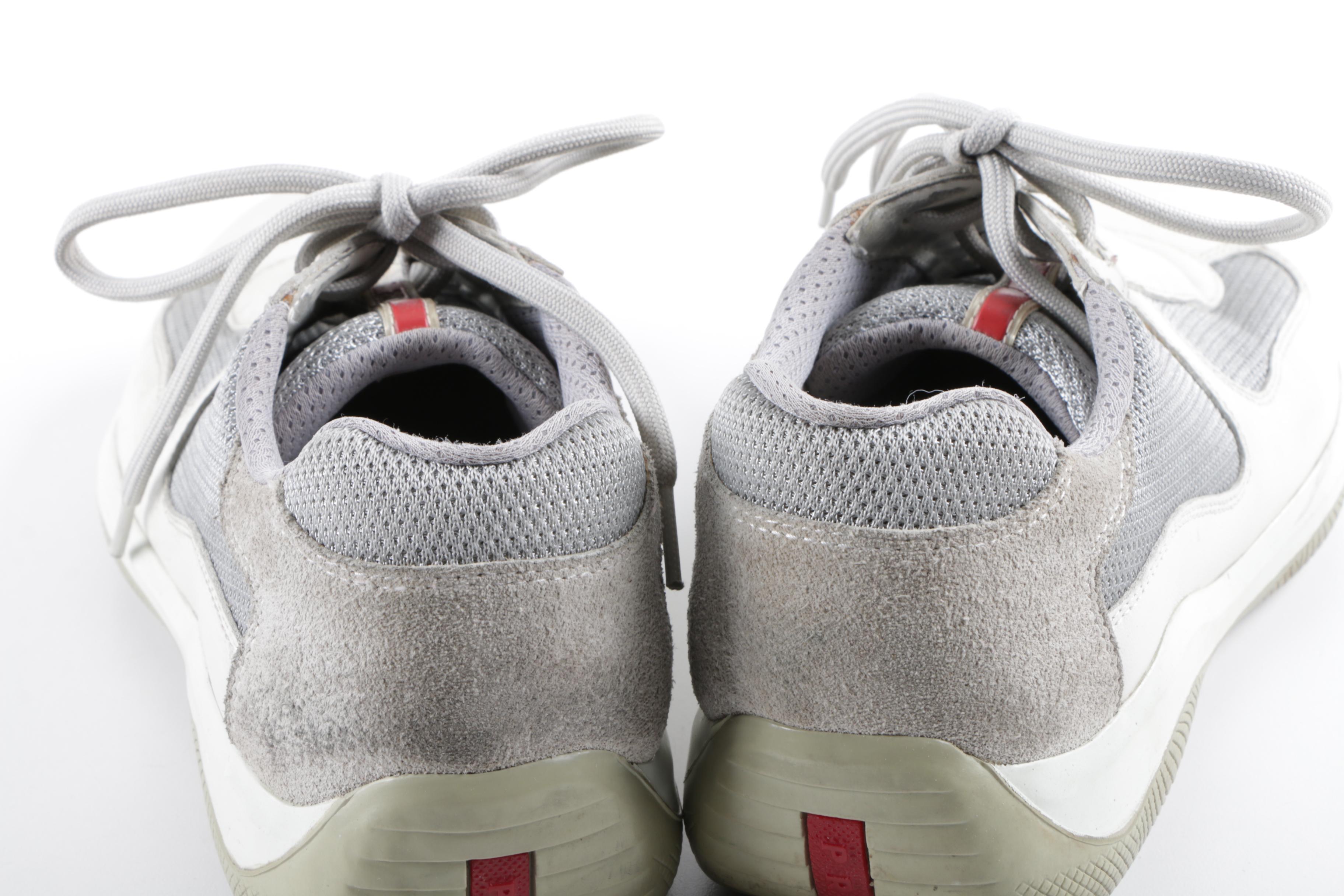 Men's Prada Off-White Leather Sneakers