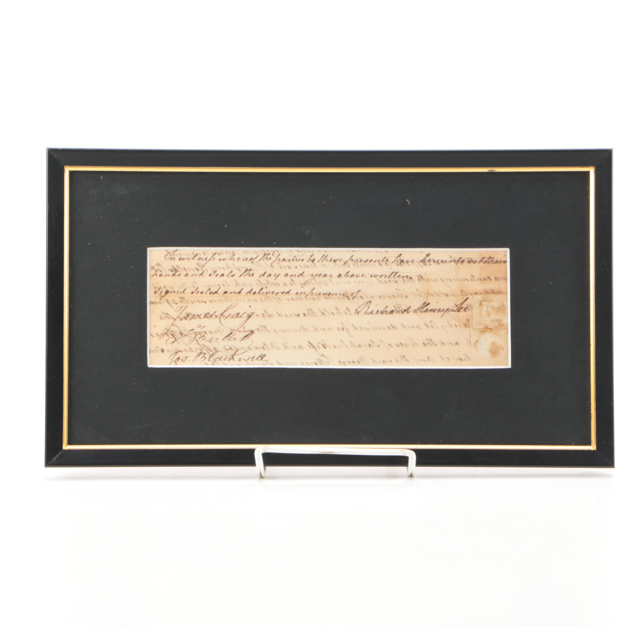 Richard Henry Lee Autograph Document Signed