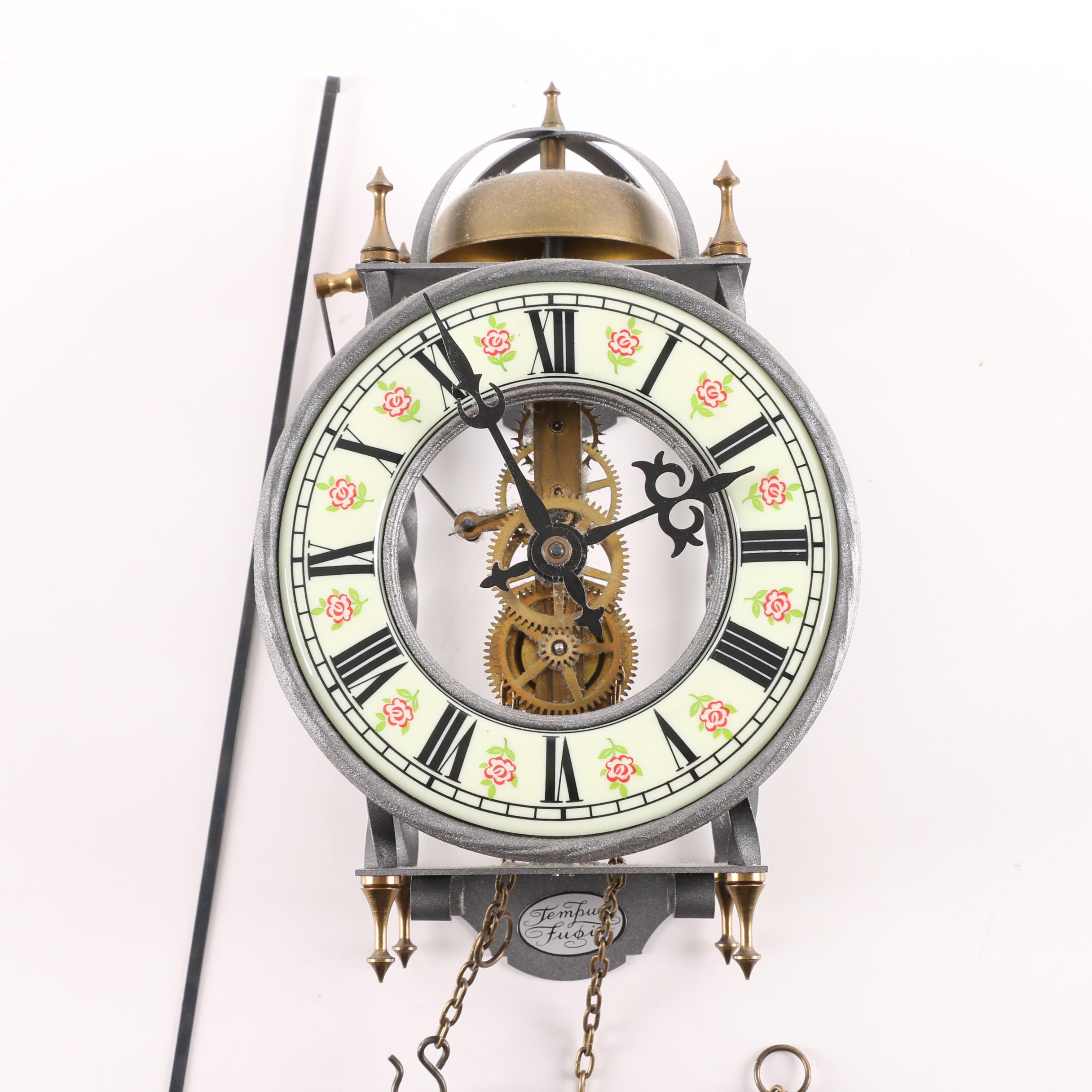 Vintage Tempus Fugit Skeleton Pendulum Wall Clock