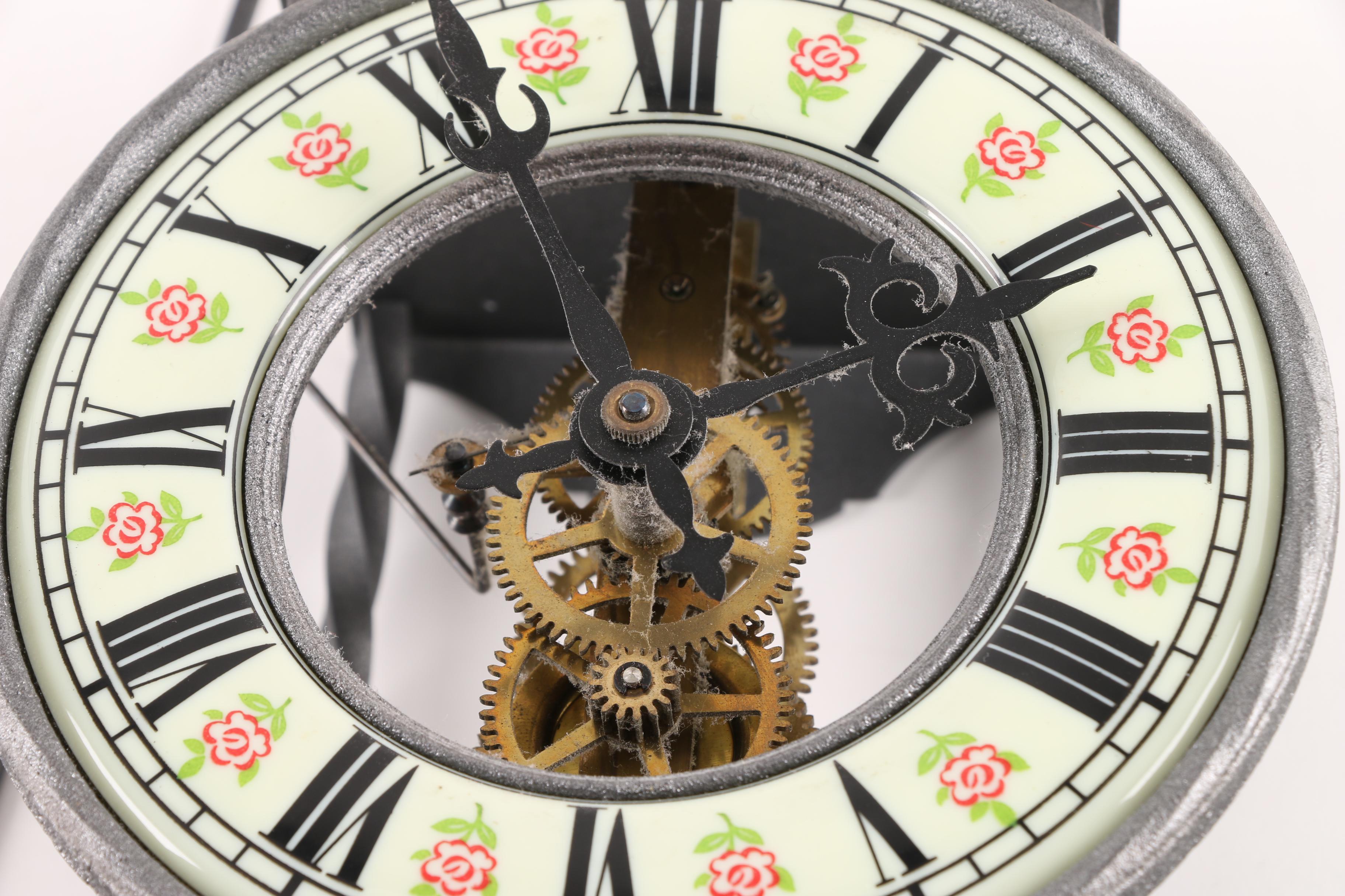 Vintage Tempus Fugit Skeleton Pendulum Wall Clock