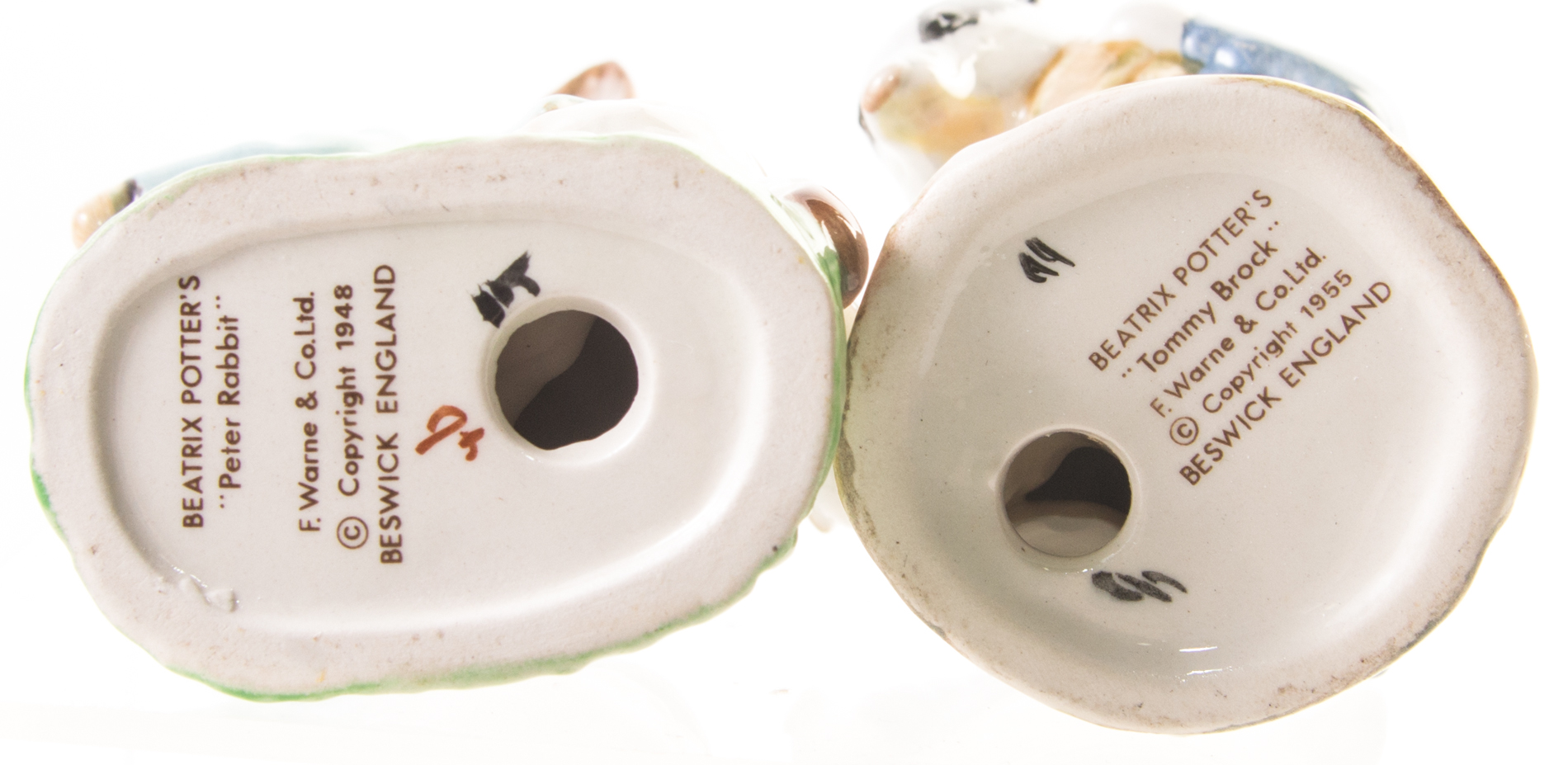 Peter Rabbit and Tommy Brock Beswick, England Beatrix Potter Figurines