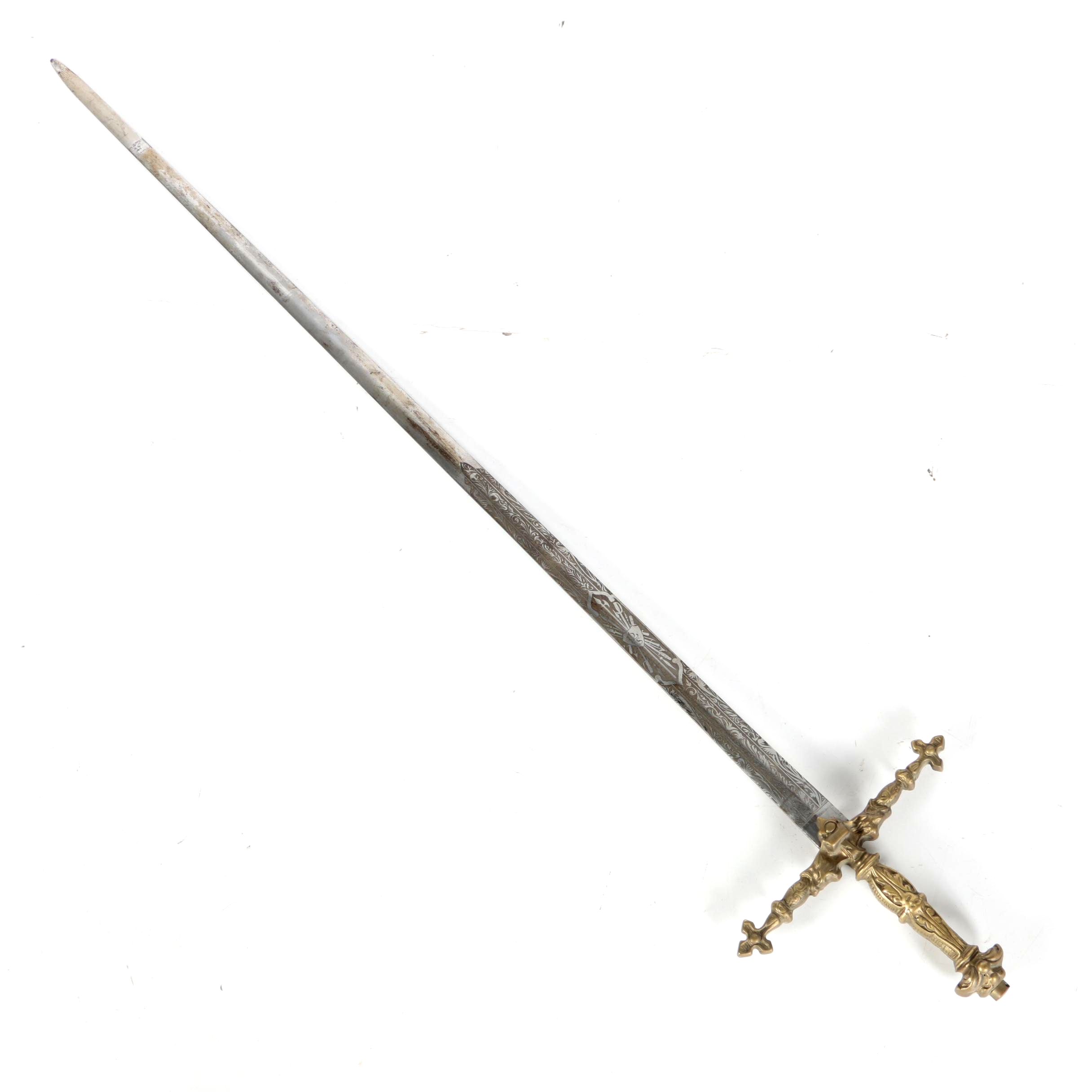 Medieval Style Longsword on Wooden Base
