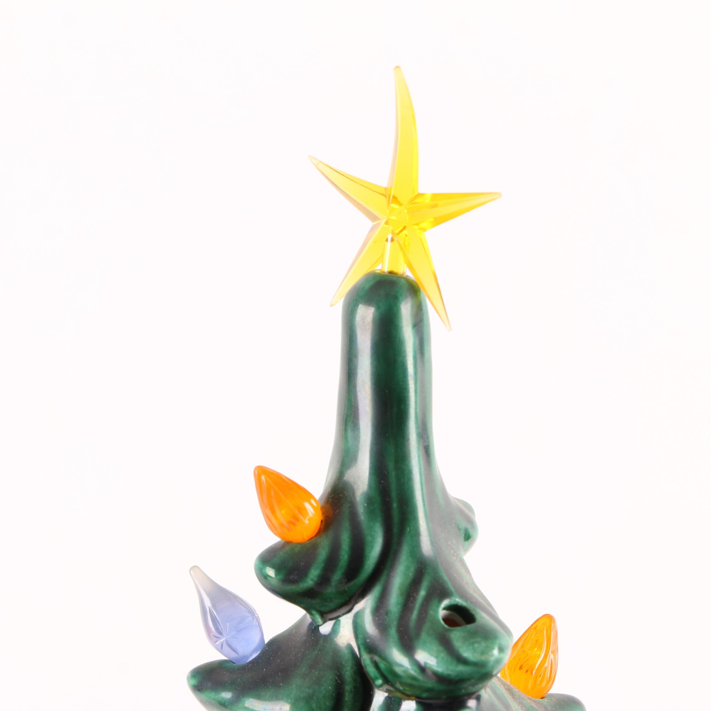 Vintage Ceramic Illuminated Table Top Christmas Tree