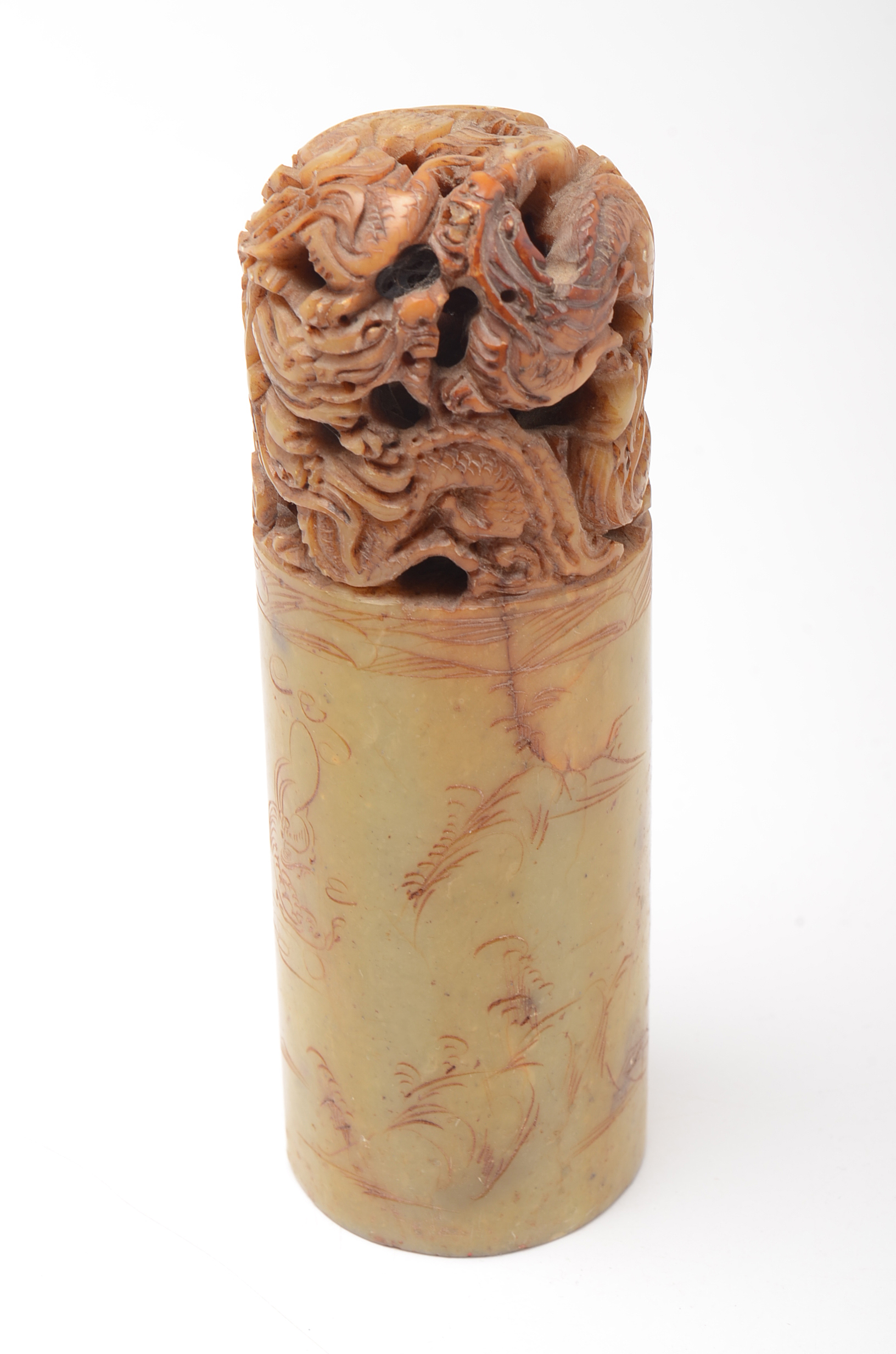 Serpentine Chop Seal and Antique Jewelry Box