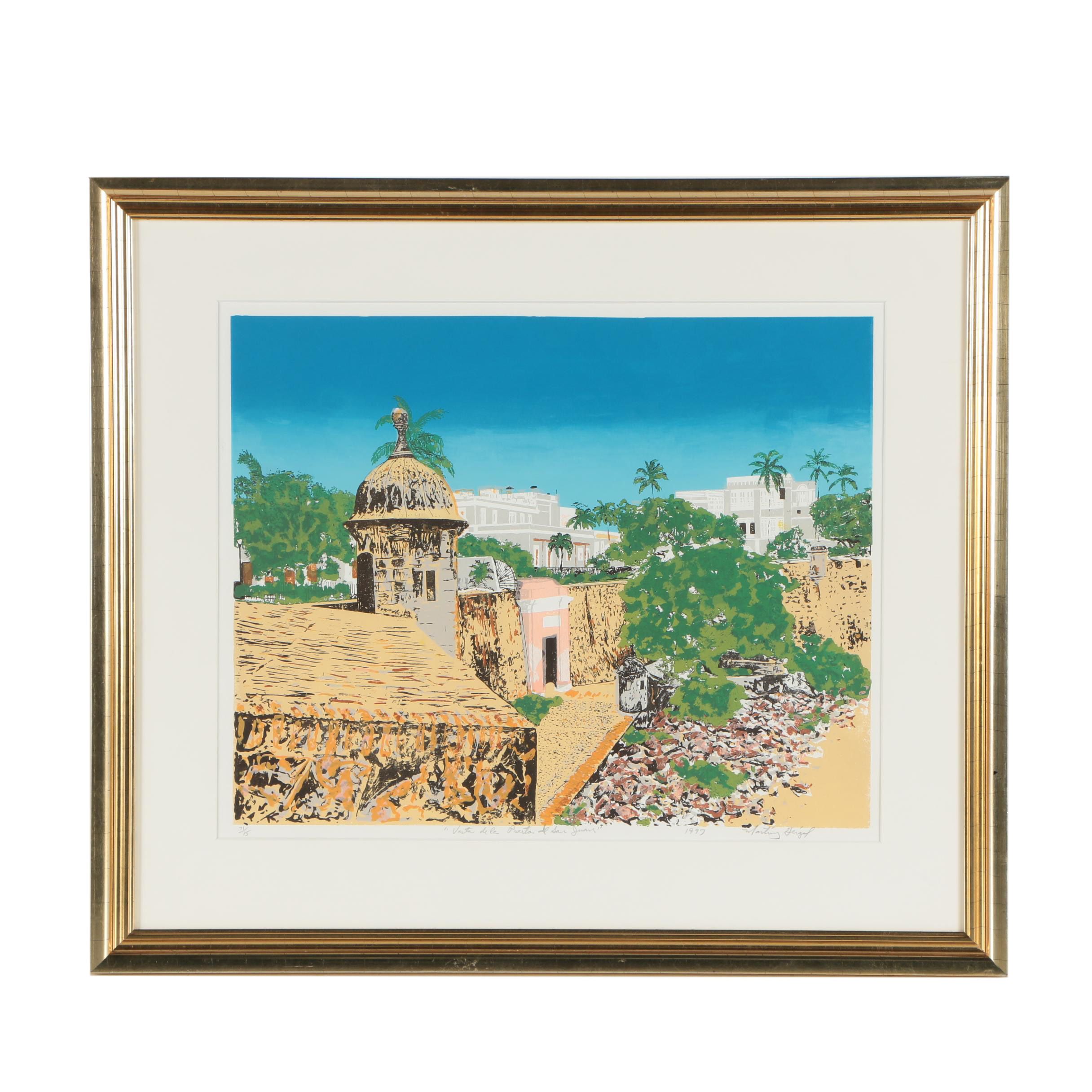 Miguel Martinez Geigel Serigraph "Vista de la Puerto de San Juan"