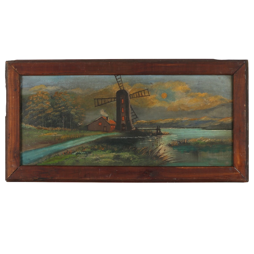 Oil Painting Lakeside Landscape