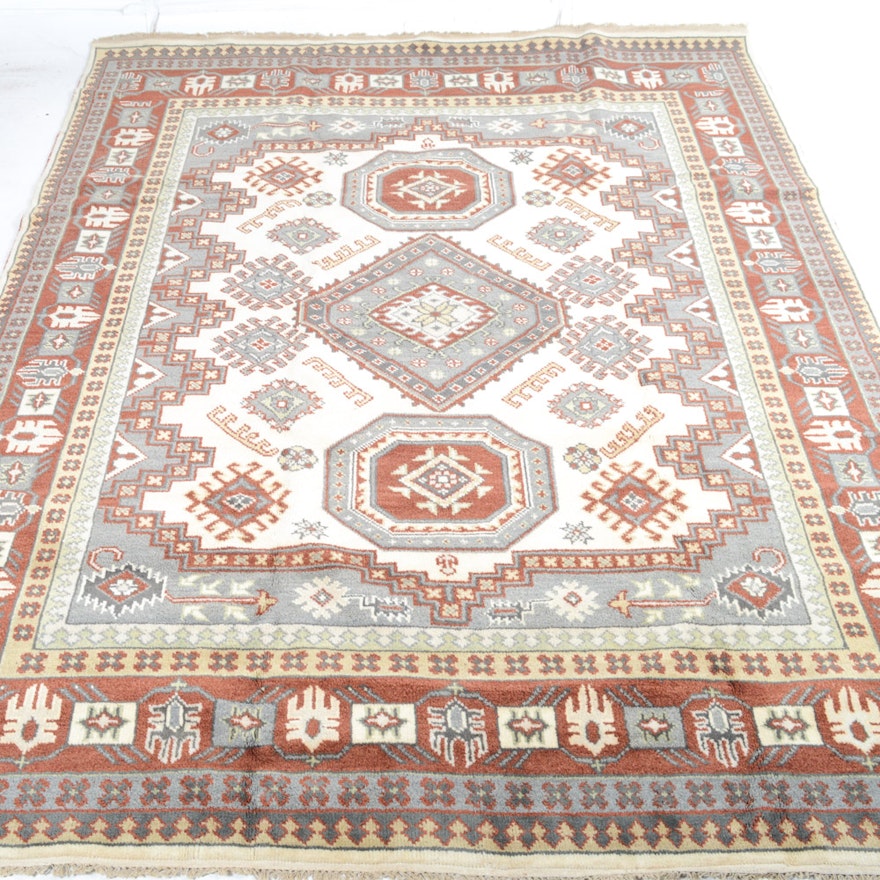 Hand-Knotted Indo-Caucasian Kazak Room Size Rug