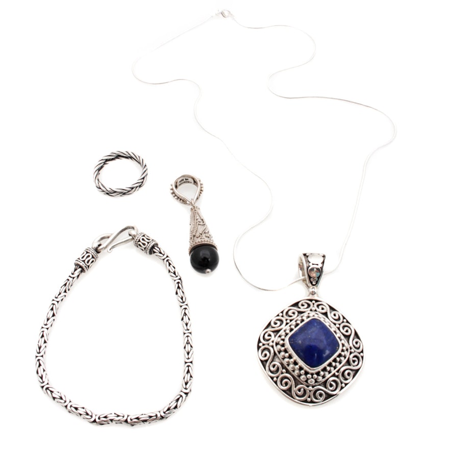 Suarti Bali Sterling Silver Jewelry Featuring Lapis Lazuli and Onyx