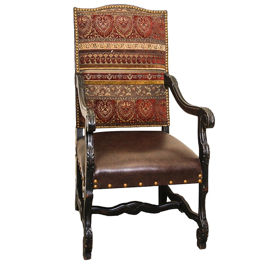 English Style Upholstered Library Armchair