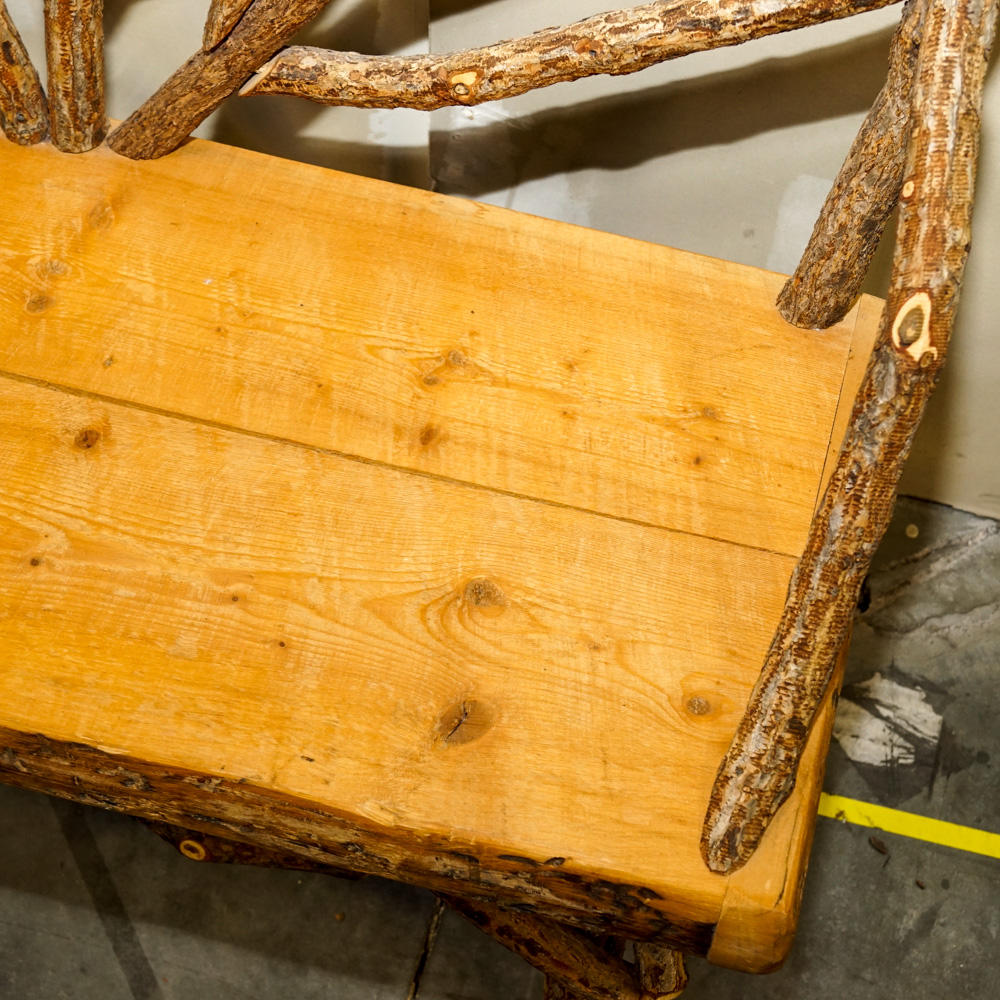 Twig and Live Edge Plank Bench