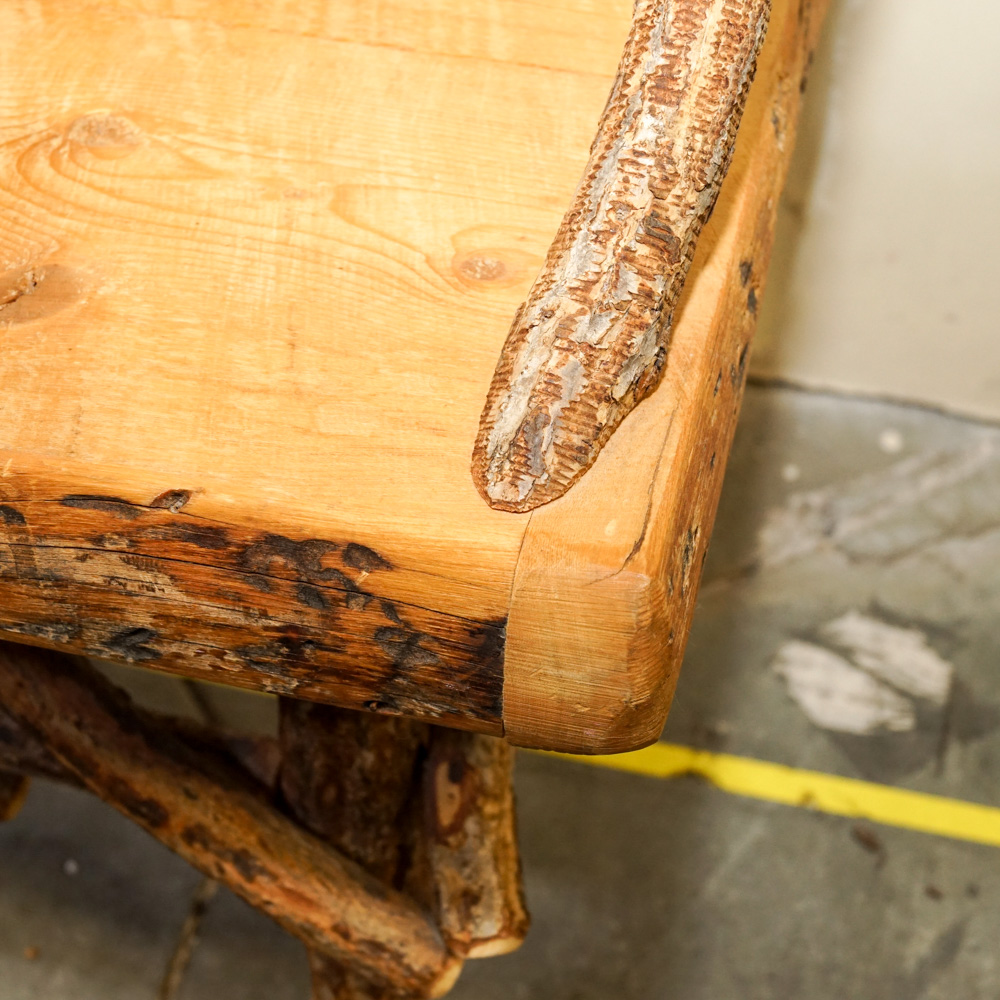 Twig and Live Edge Plank Bench