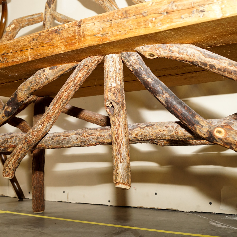 Twig and Live Edge Plank Bench