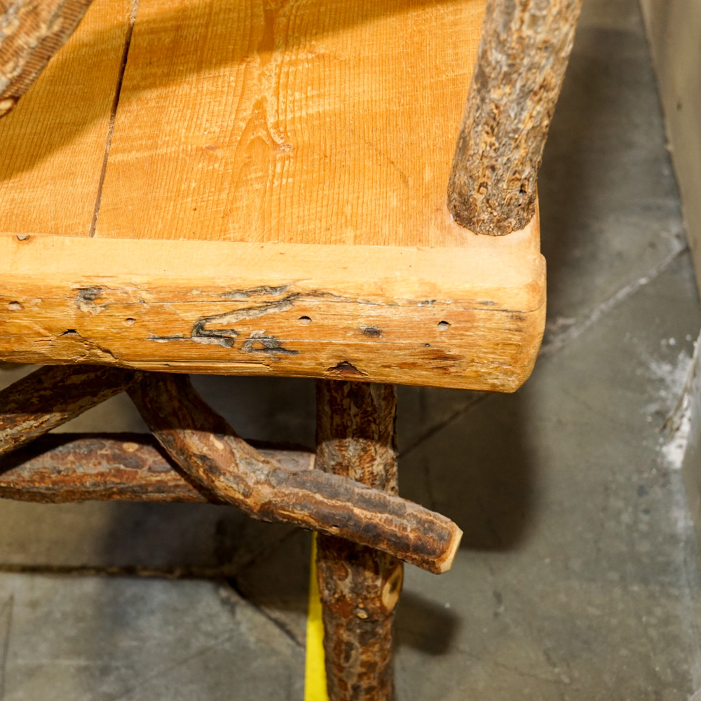 Twig and Live Edge Plank Bench