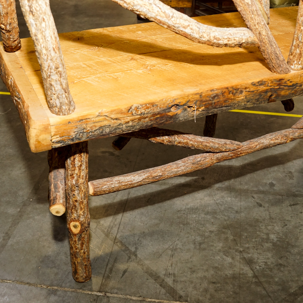 Twig and Live Edge Plank Bench