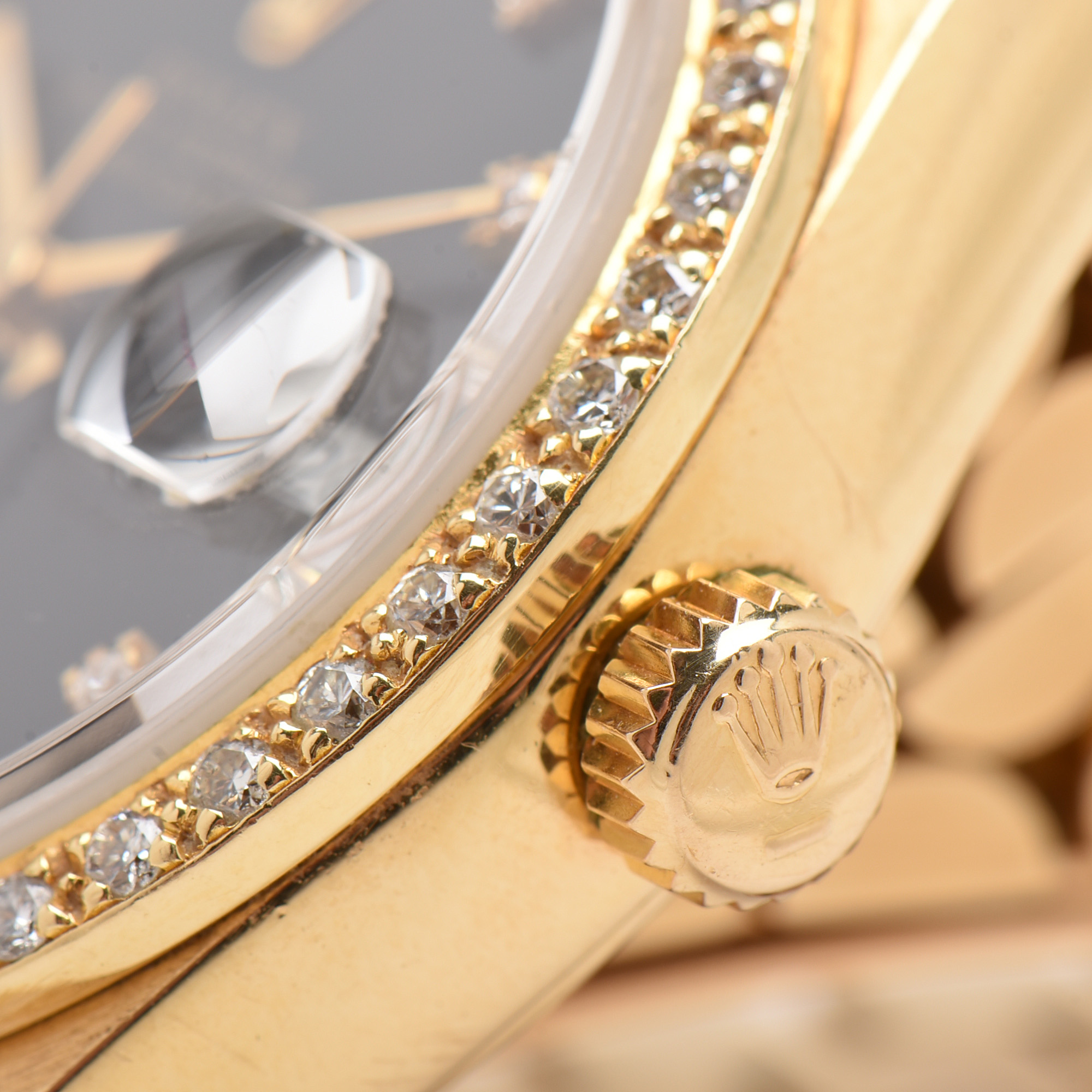 Rolex Day-Date 18K Yellow Gold and Diamond Dial Bezel Watch