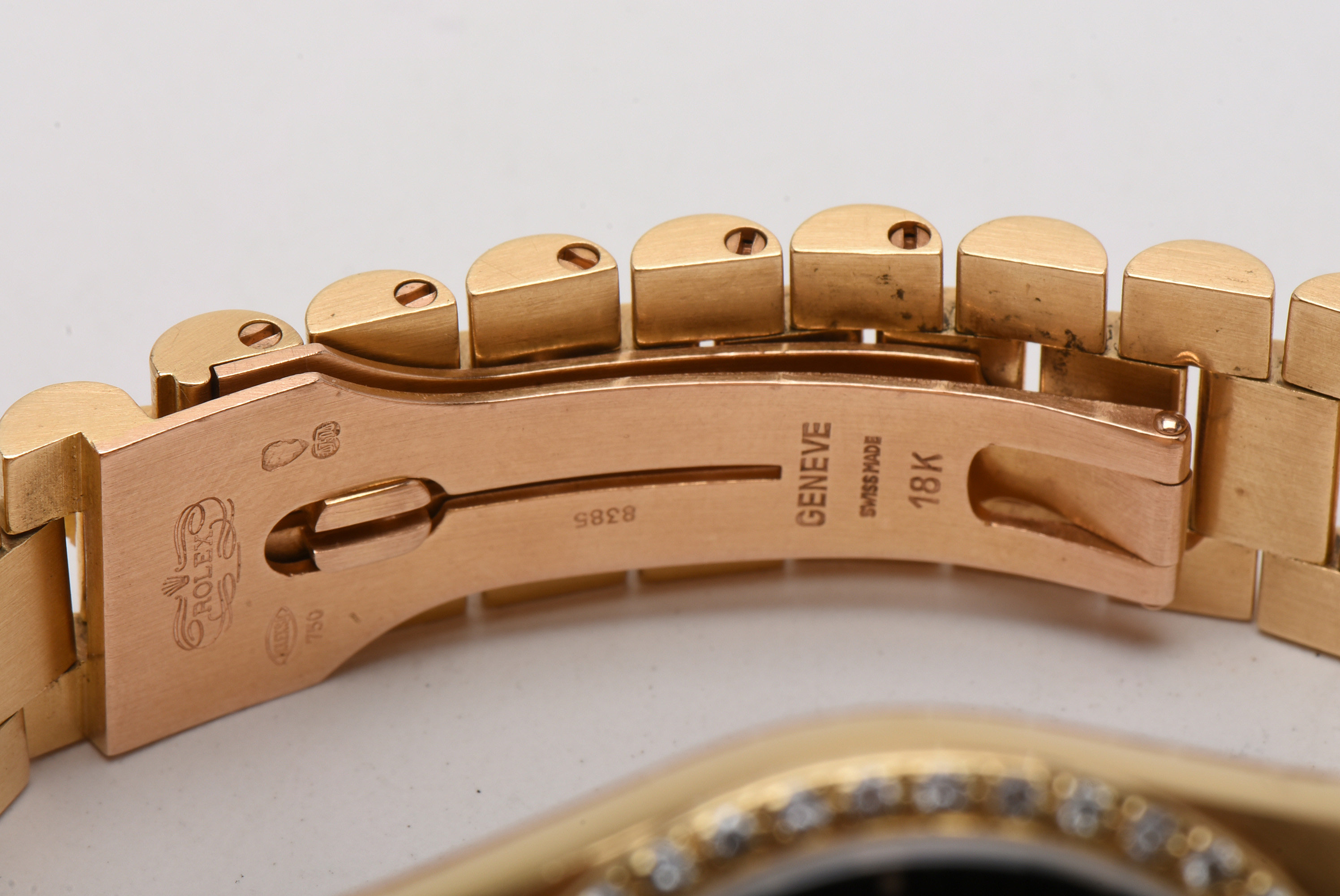 Rolex Day-Date 18K Yellow Gold and Diamond Dial Bezel Watch