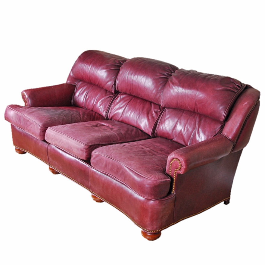 Vintage Leather Sofa by McKinley Leather of Hickory