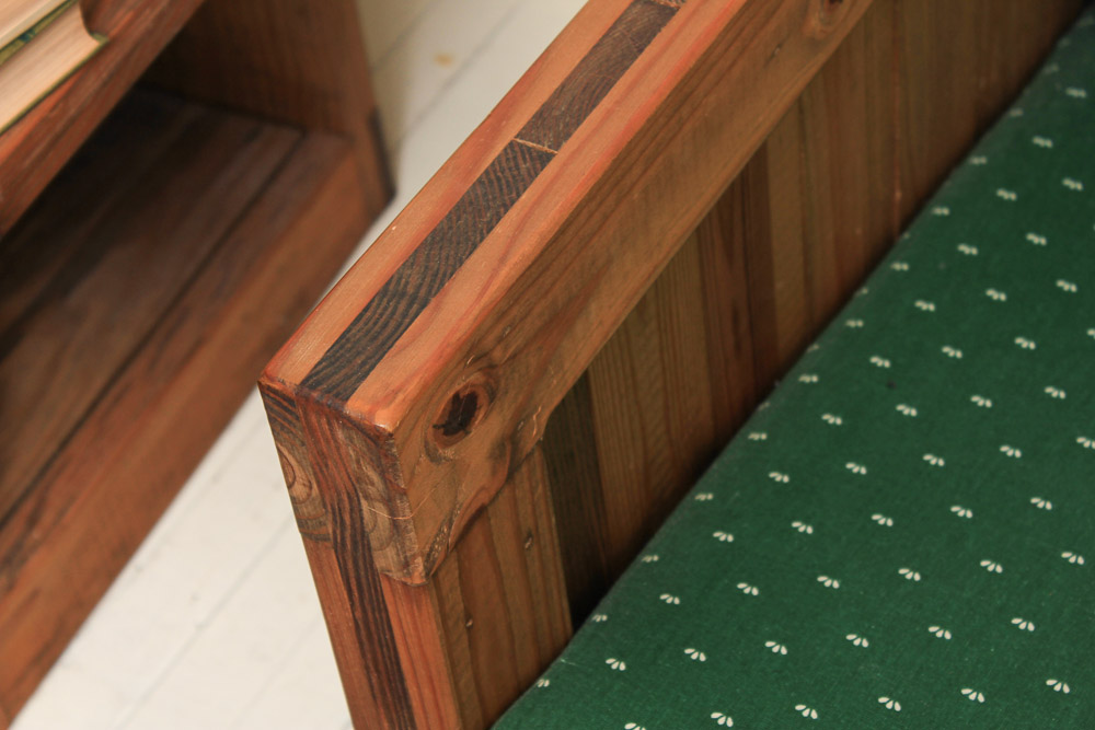 Box Frame Sofa with Green Cushions