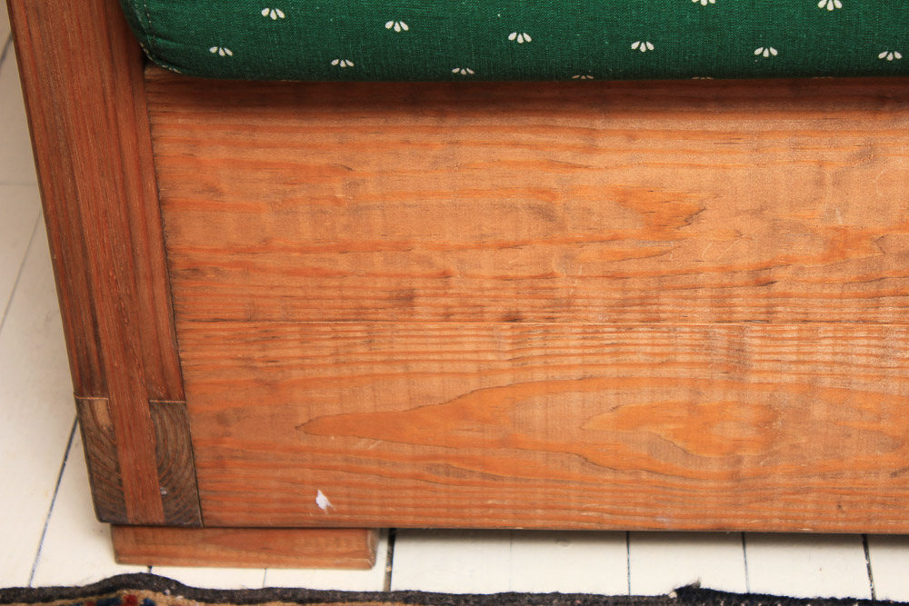 Box Frame Sofa with Green Cushions