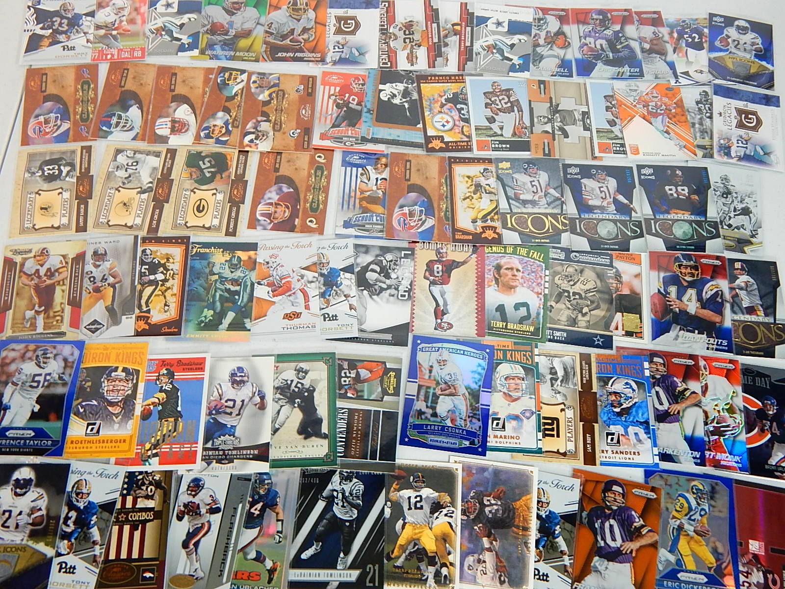 Over 100 HOF Football Cards with Short Prints, Refractors, Serial Numbered, More