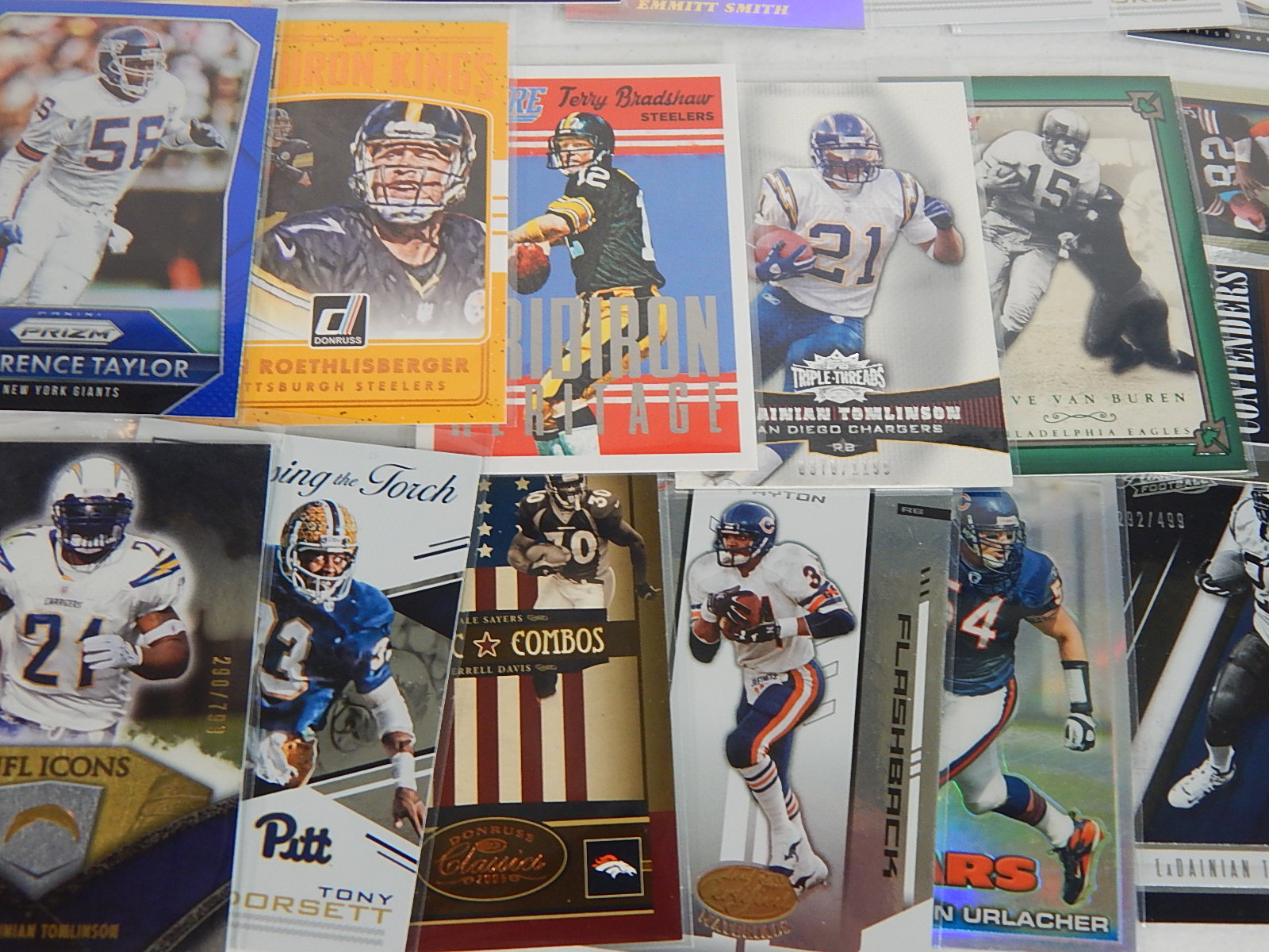 Over 100 HOF Football Cards with Short Prints, Refractors, Serial Numbered, More
